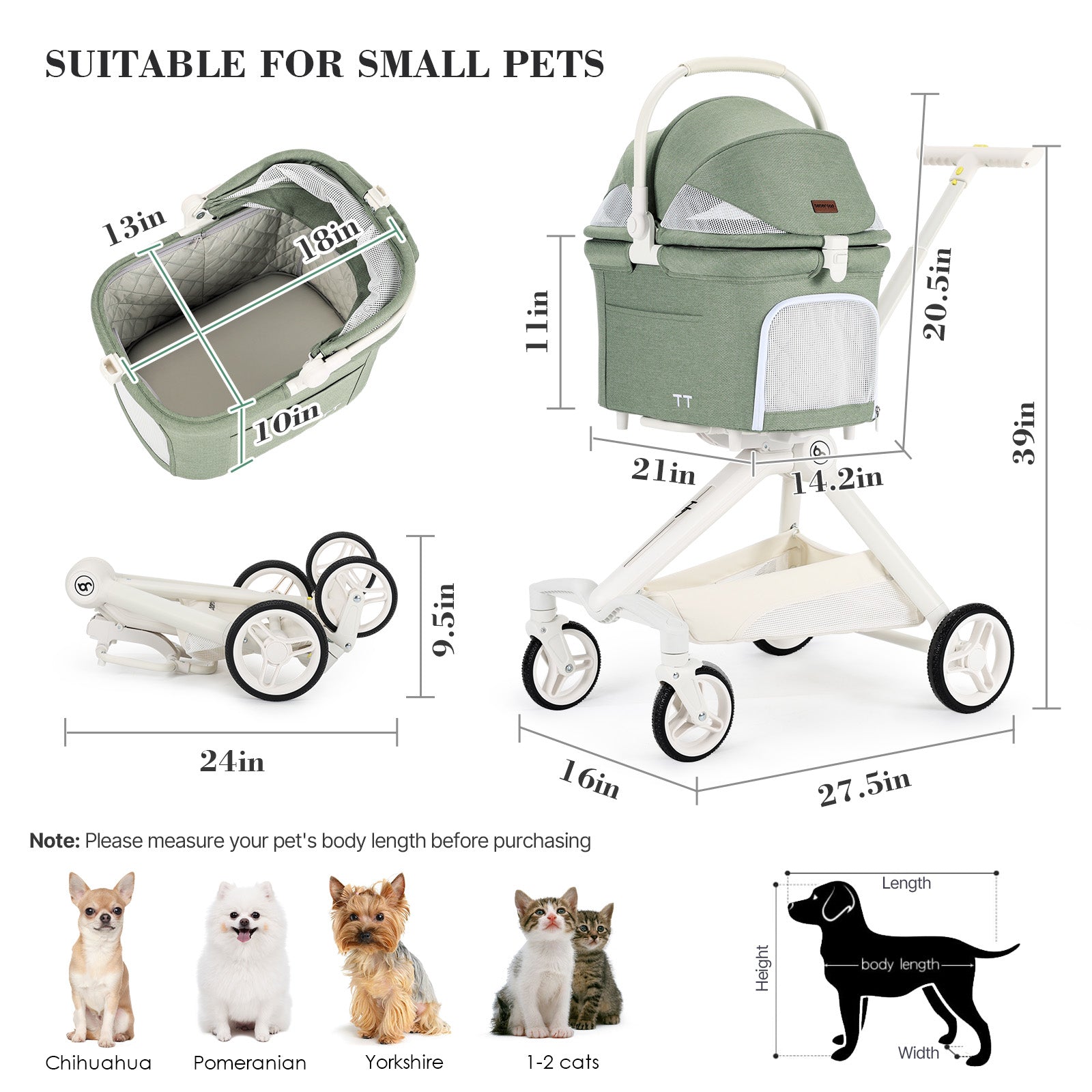 Beberoad TT Compact & Colorful Pet Stroller for small Pet