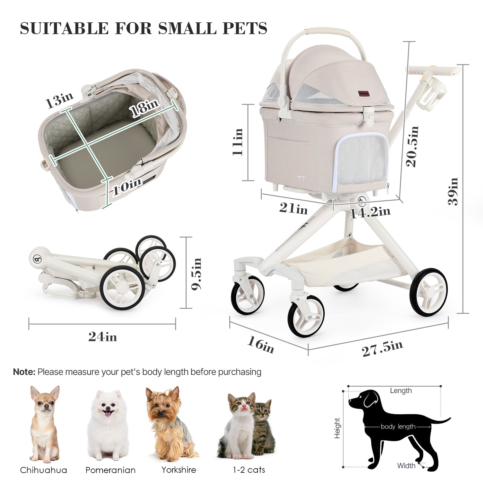 Beberoad TT Compact & Colorful Pet Stroller for small Pet