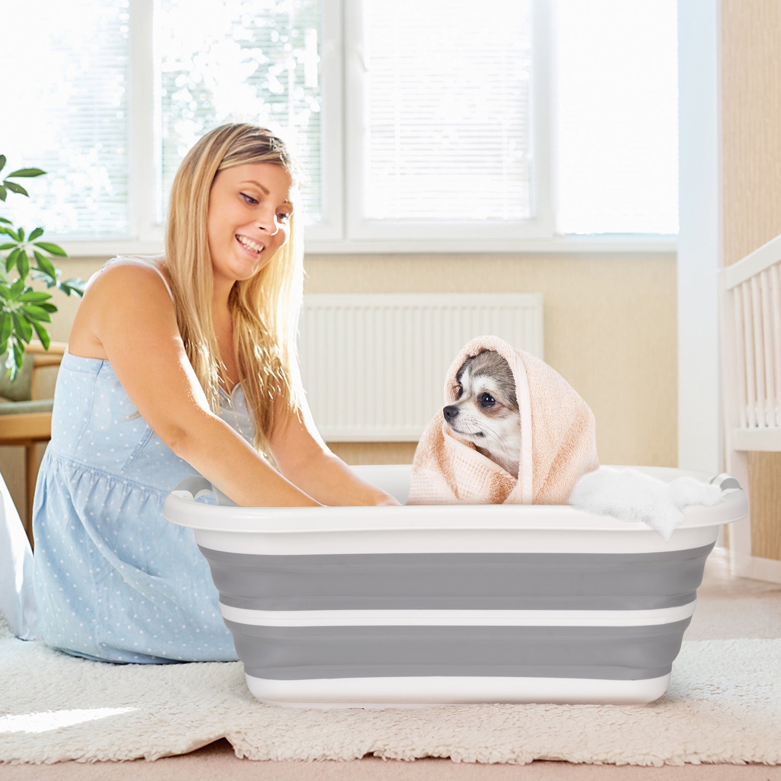 Beberoad B1 2 in 1 Dog Bath Tub | Elevated Collapsible Foldable Portable | for Small Pets