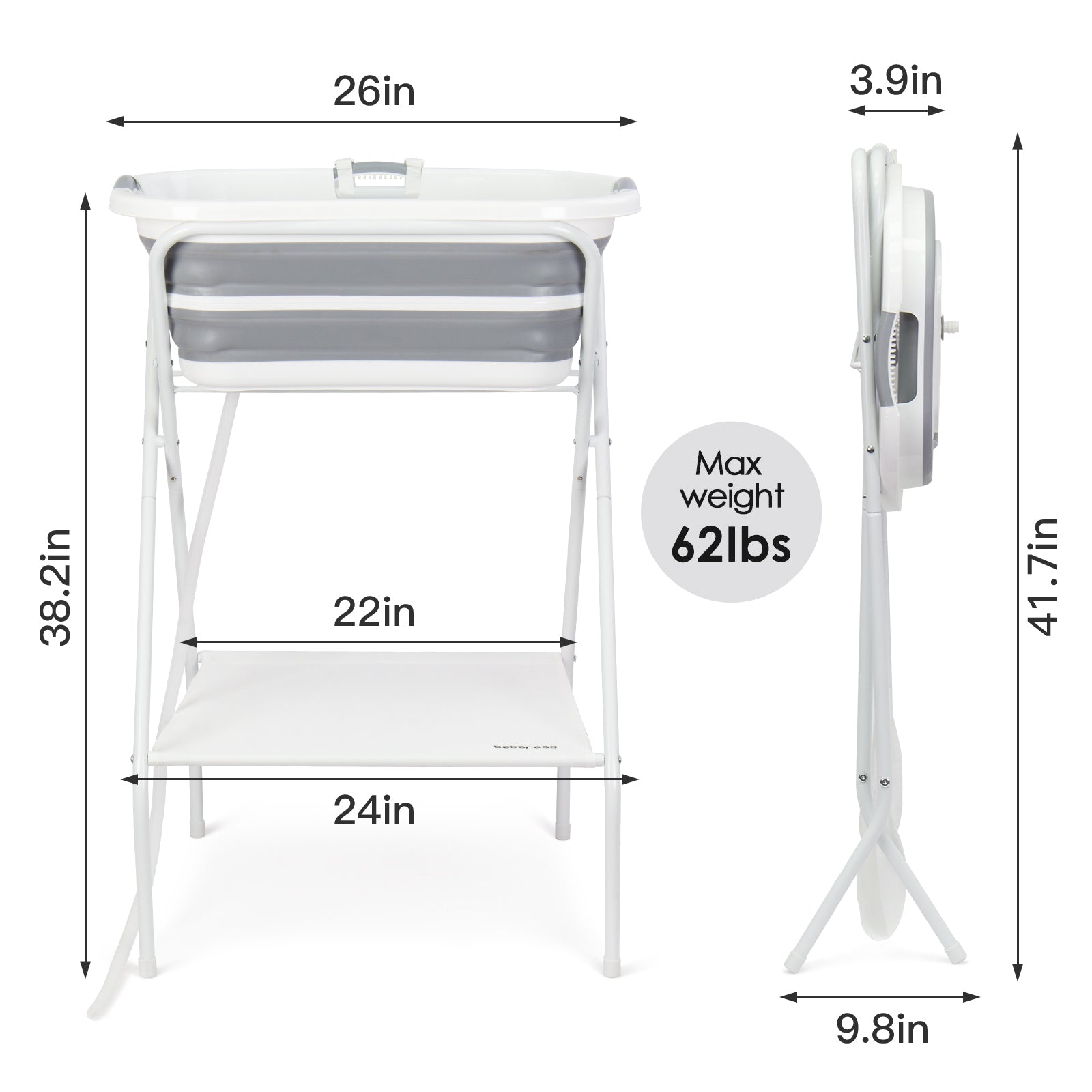 Beberoad B1 2 in 1 Dog Bath Tub | Elevated Collapsible Foldable Portable | for Small Pets