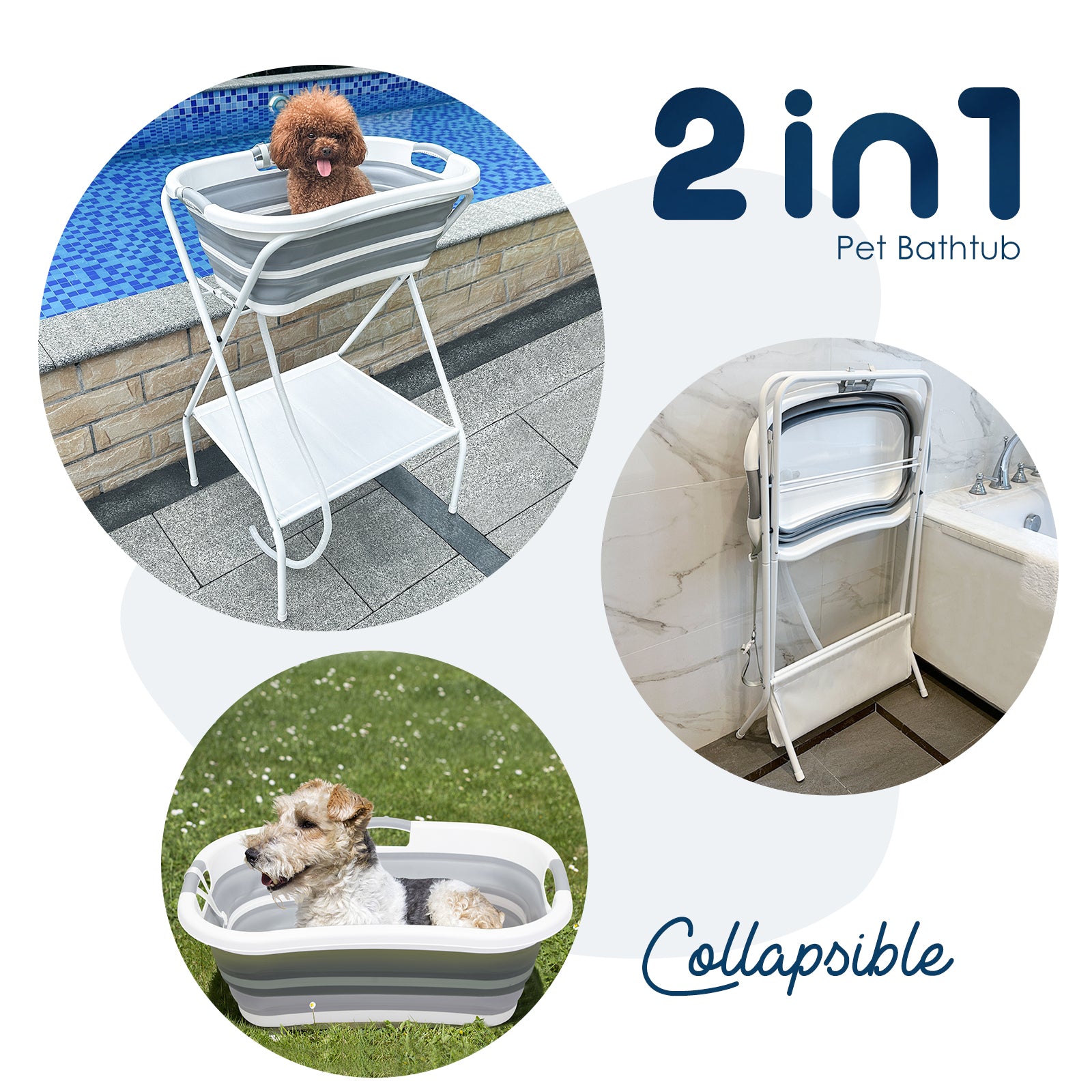 Beberoad B1 2 in 1 Dog Bath Tub | Elevated Collapsible Foldable Portable | for Small Pets