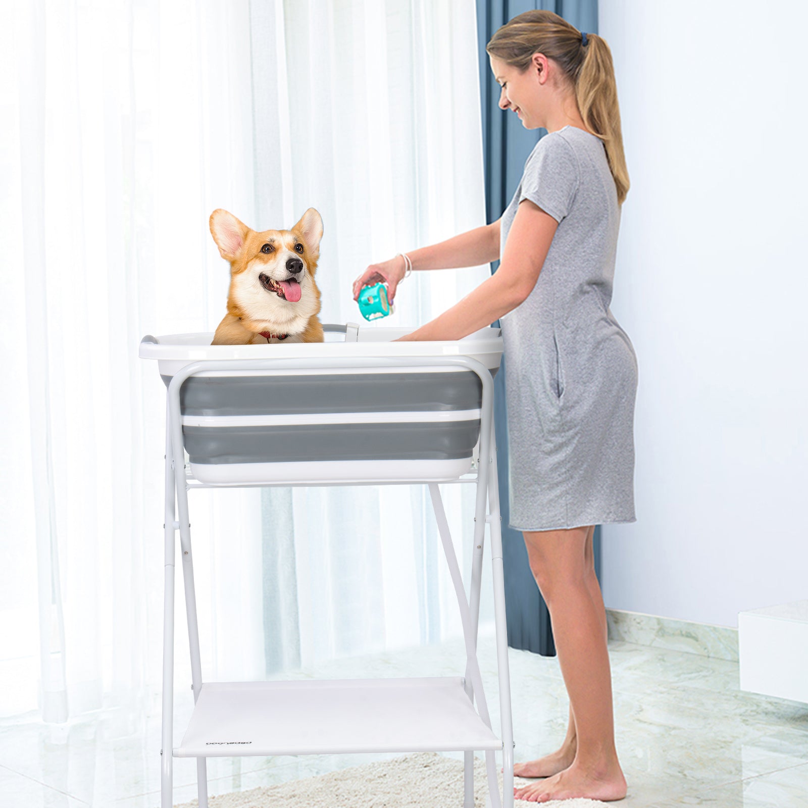 Beberoad B1 2 in 1 Dog Bath Tub | Elevated Collapsible Foldable Portable | for Small Pets