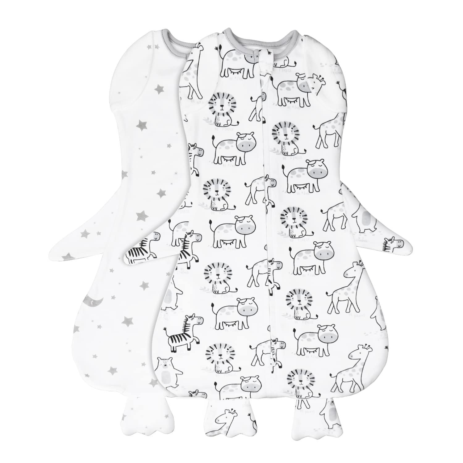Beberoad Baby Swaddles for Newborns | with 2-Way Zipper & Silent Velcro, 2 Pack