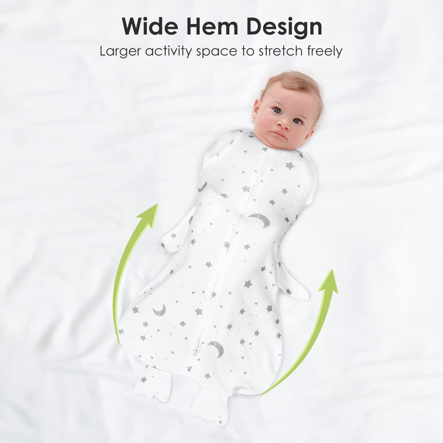 Beberoad Baby Swaddles for Newborns | with 2-Way Zipper & Silent Velcro, 2 Pack
