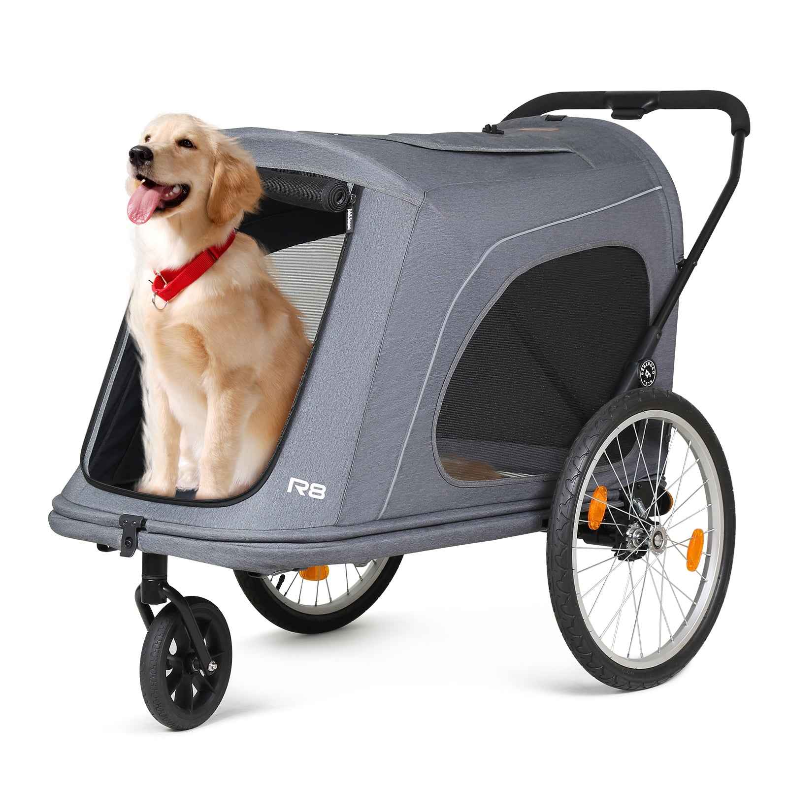 R8 Large Dog Stroller & Bike Trailer for Senior, Disabled & Medium Dogs R8(3 wheels) / Grey