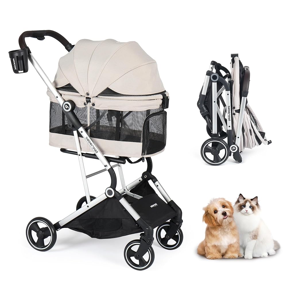 Beberoad T4 Pet Stroller | 4 Wheels Folding | for Small & Medium Pets