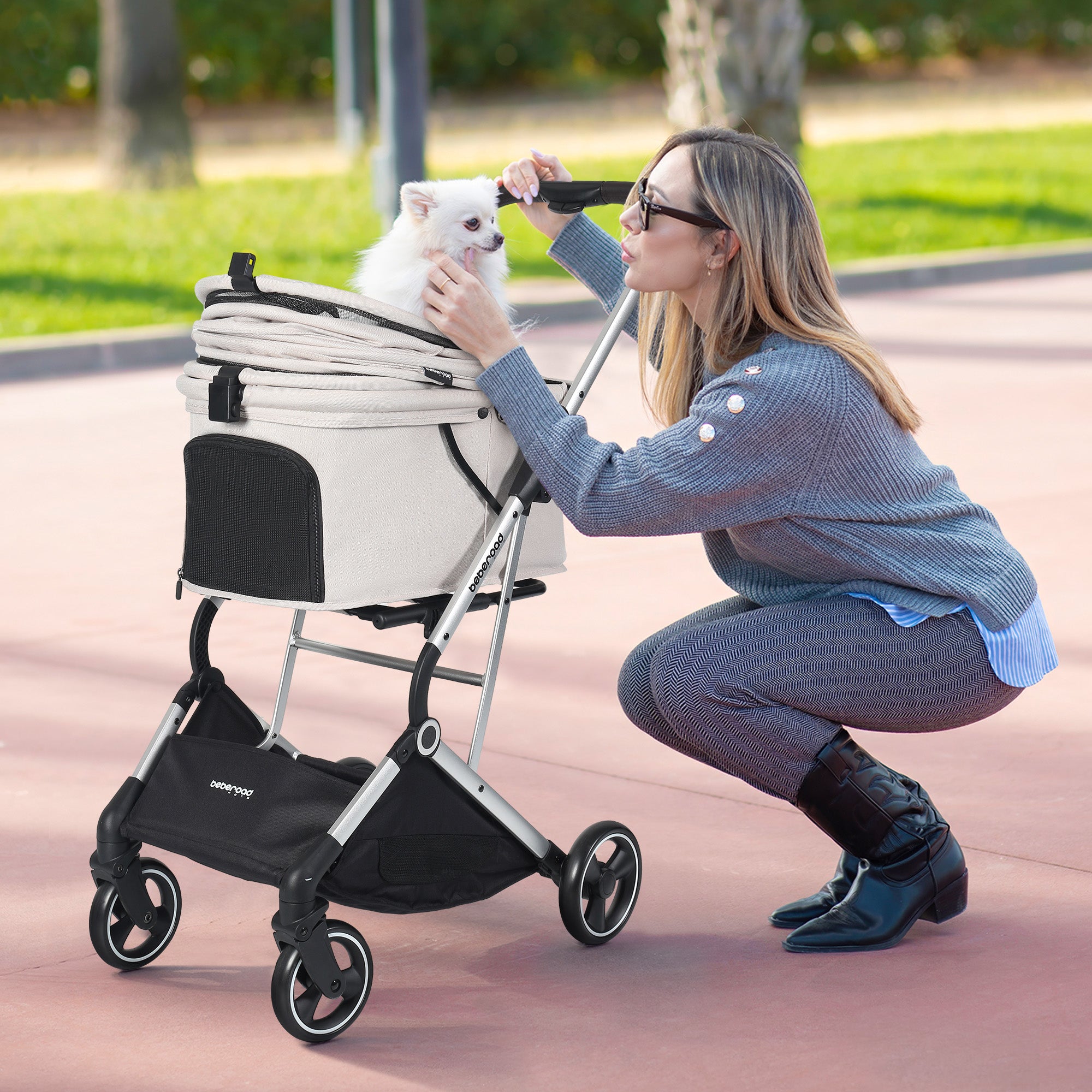 Beberoad T4 Pet Stroller | 4 Wheels Folding | for Small & Medium Pets