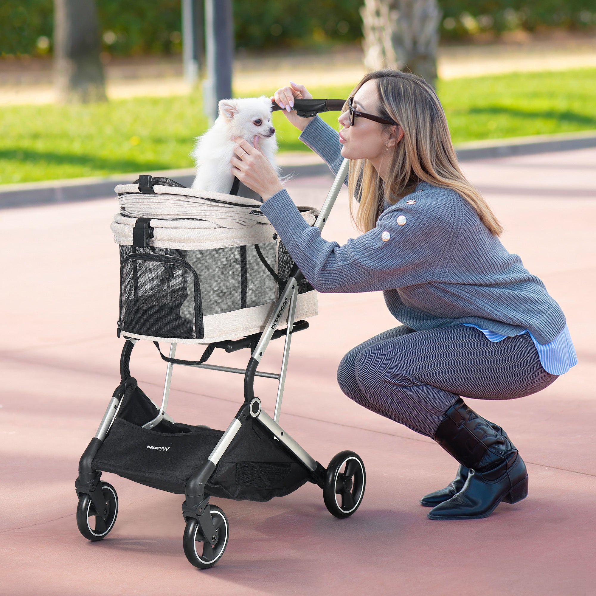 Beberoad T4 Pet Stroller | 4 Wheels Folding | for Small & Medium Pets