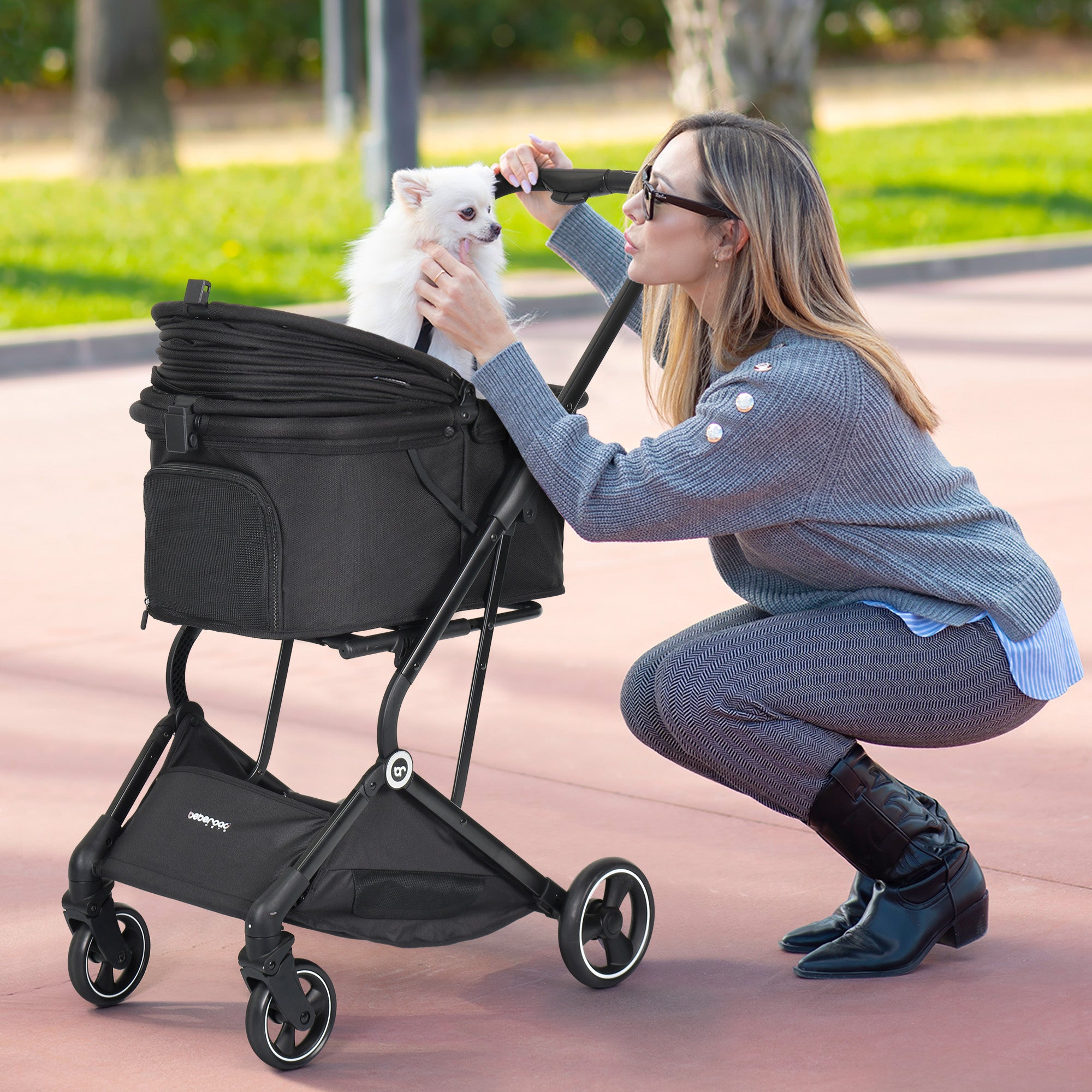 Beberoad T4 Pet Stroller | 4 Wheels Folding | for Small & Medium Pets