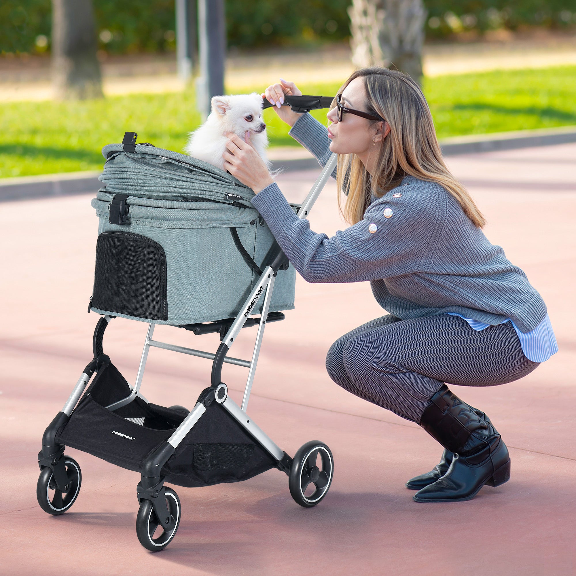 Beberoad T4 Pet Stroller | 4 Wheels Folding | for Small & Medium Pets