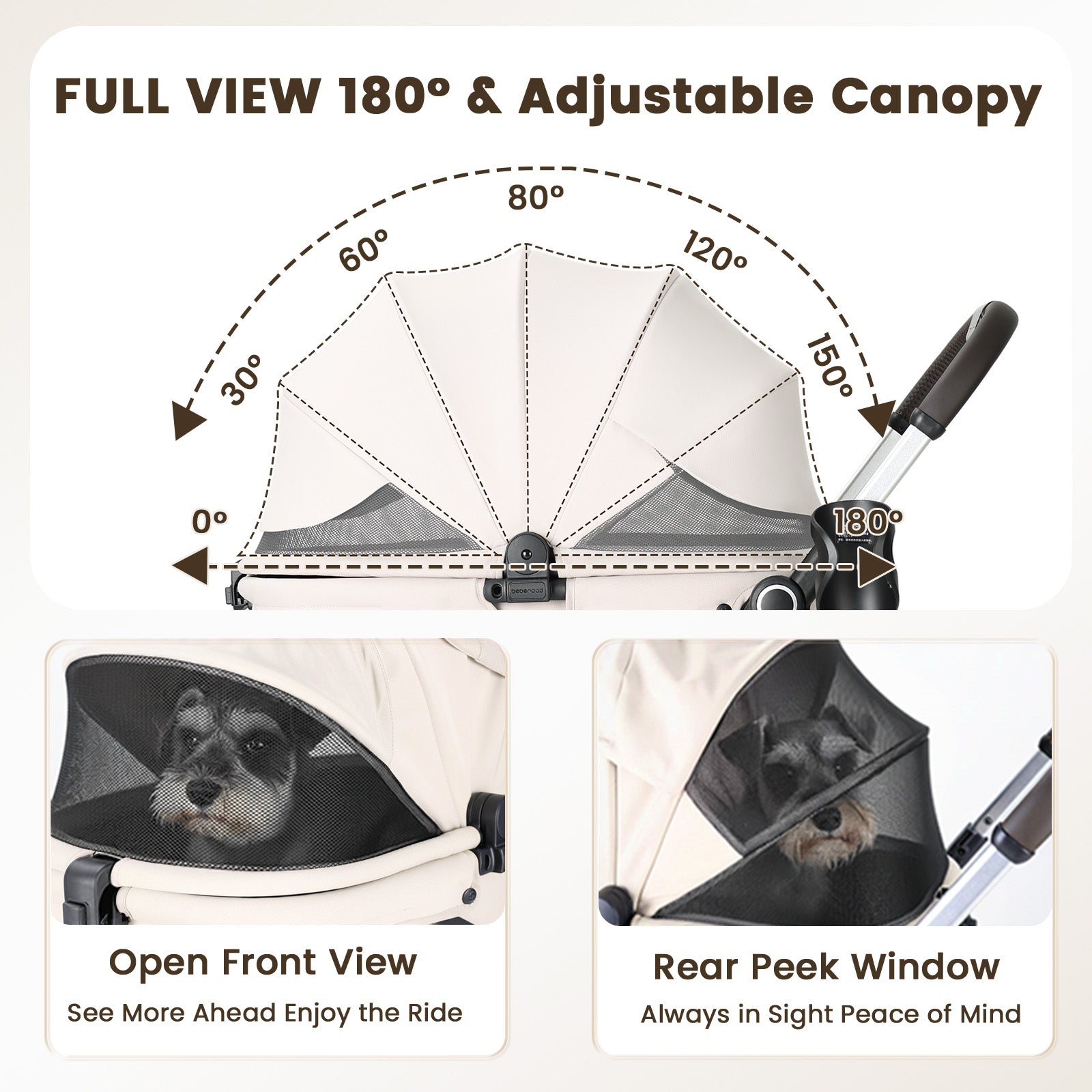 Beberoad T4 Max Auto-Fold Pet Stroller | For 2 Small Cats & Medium Dog
