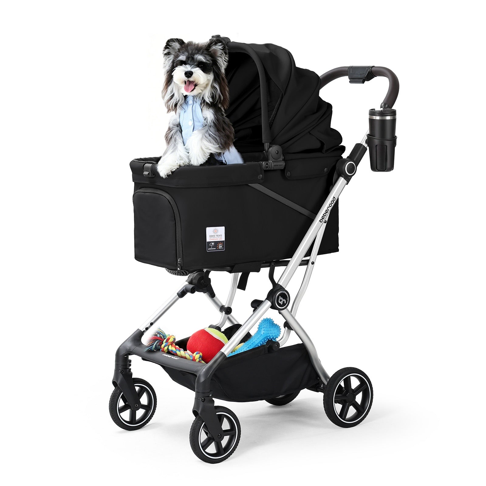 Beberoad T4 Max Auto-Fold Pet Stroller | For 2 Small Cats & Medium Dog