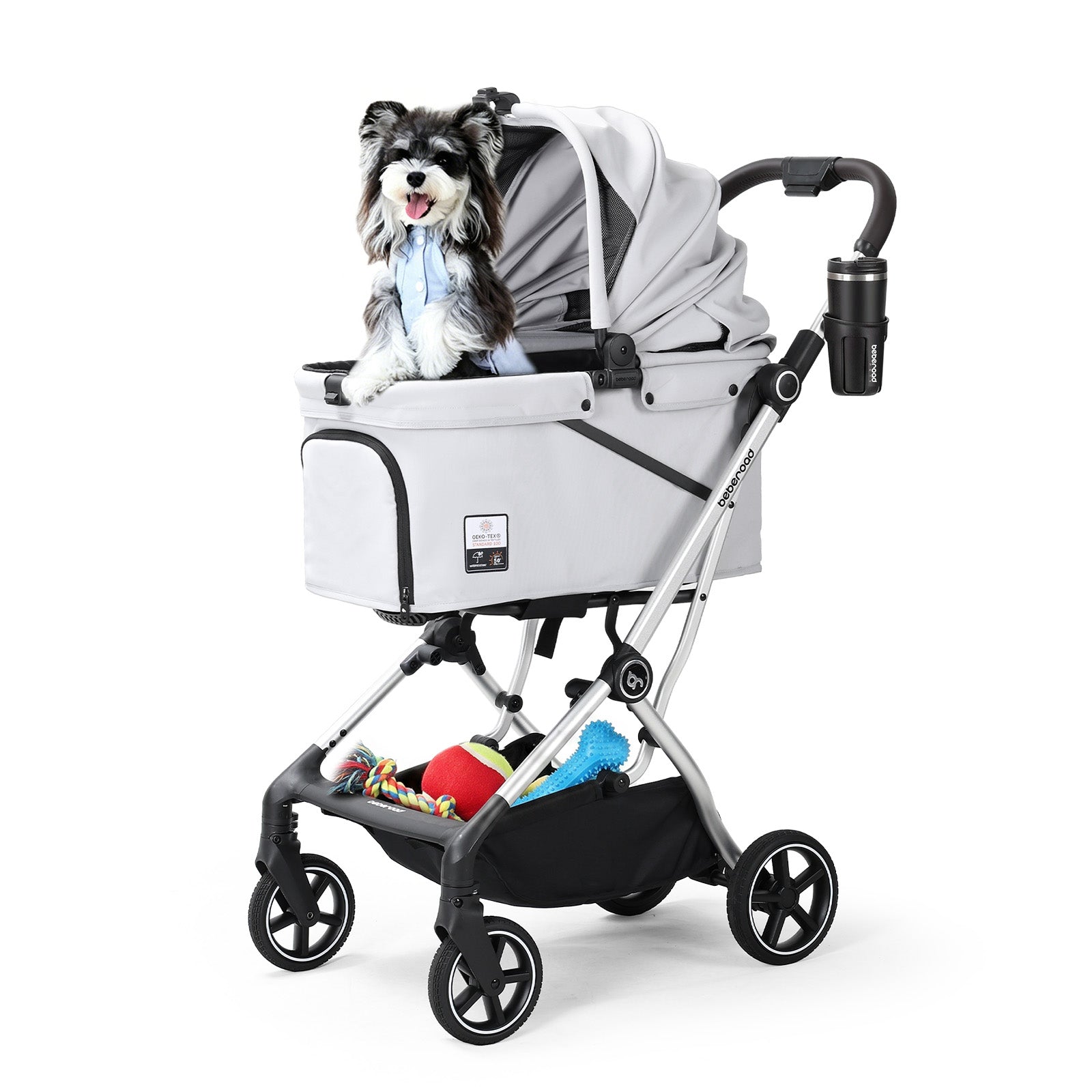 Beberoad T4 Max Auto-Fold Pet Stroller | For 2 Small Cats & Medium Dog
