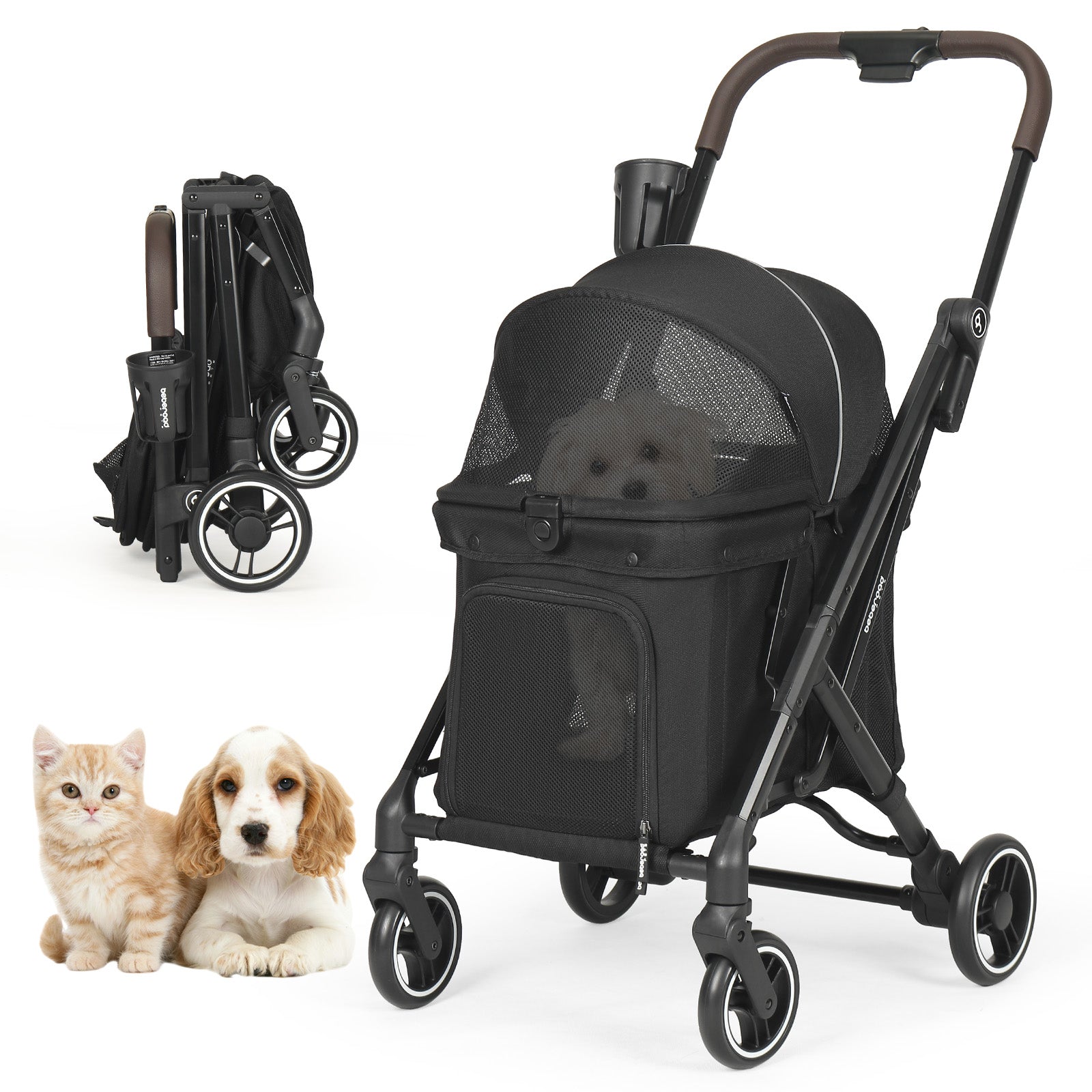 Beberoad X1 Small Pet Stroller lightweight 14.5lbs design with one-hand folding for dogs and cats