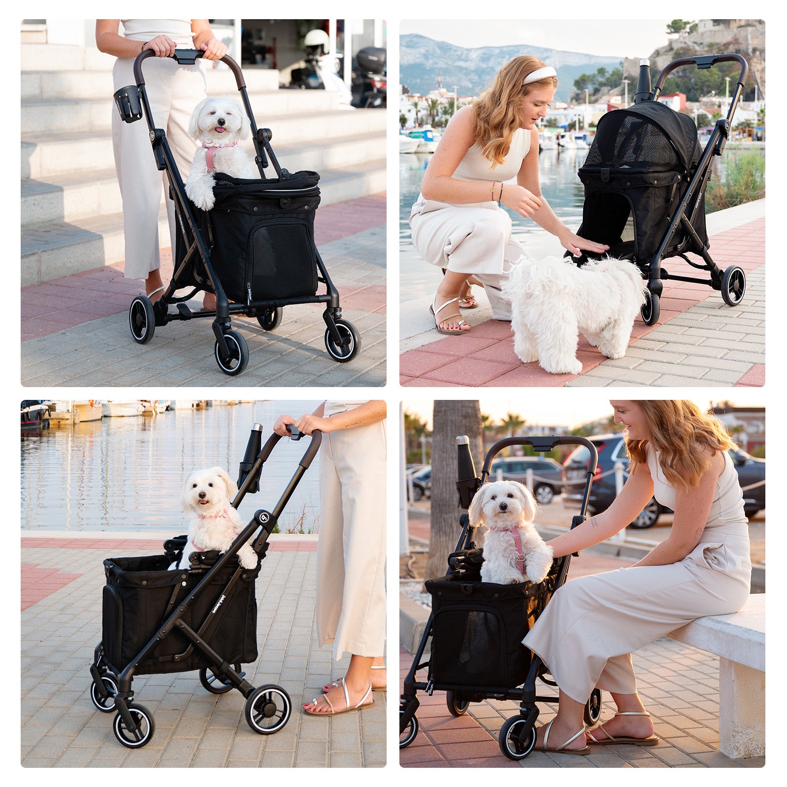 One-foot brake system on rear wheels of X1 Pet Stroller for safety-6