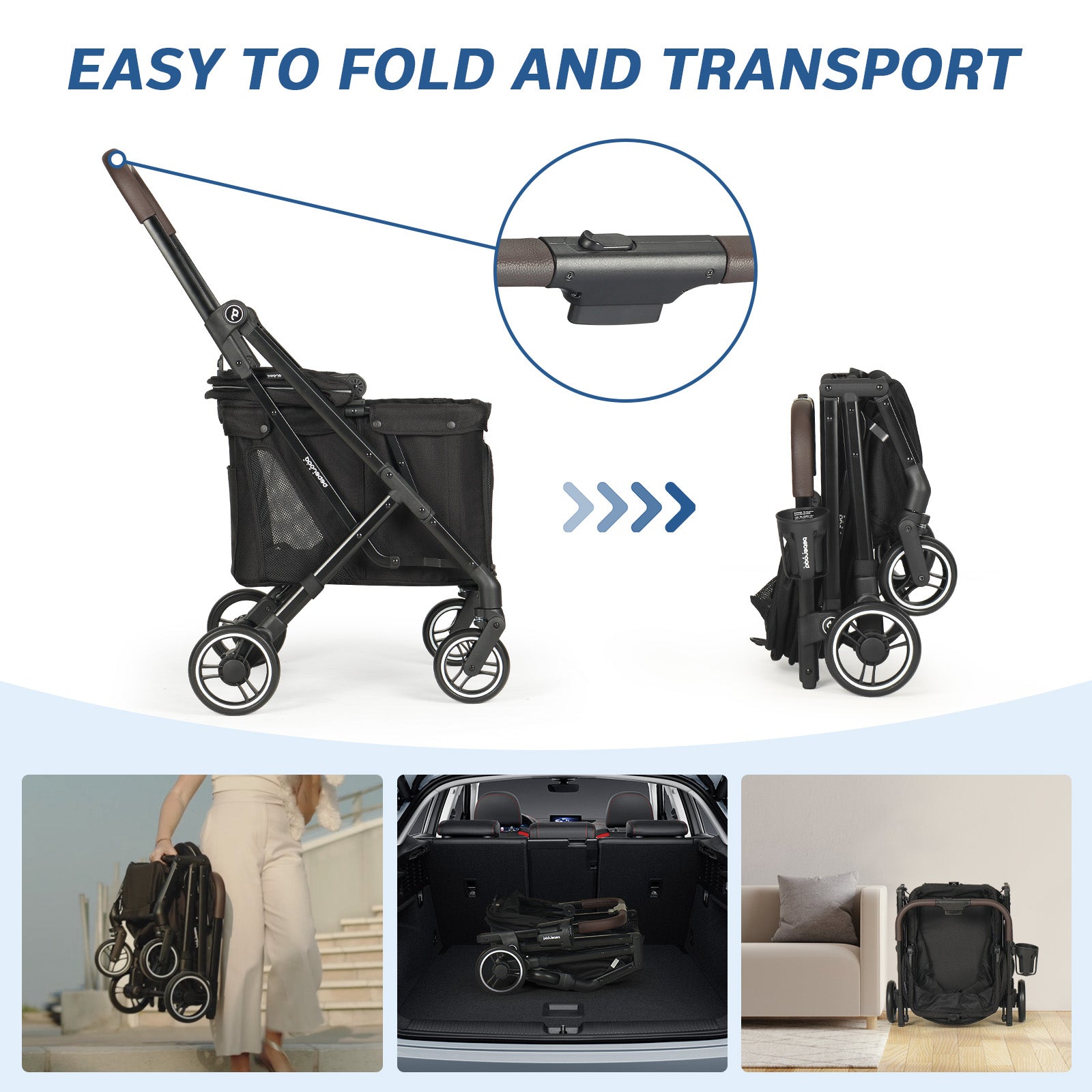 Low 8-inch entrance height of X1 Pet Stroller allowing easy access for small pets-3