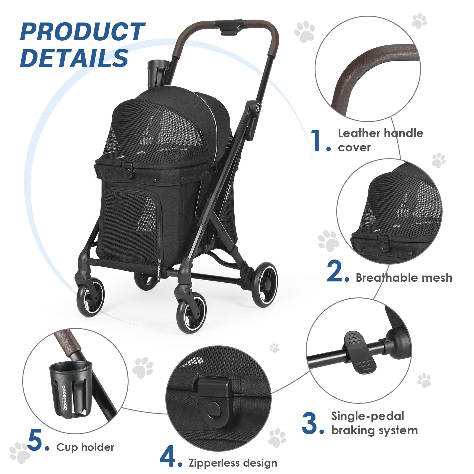 Breathable mesh canopy on X1 Pet Stroller with cover options for sun protection-4