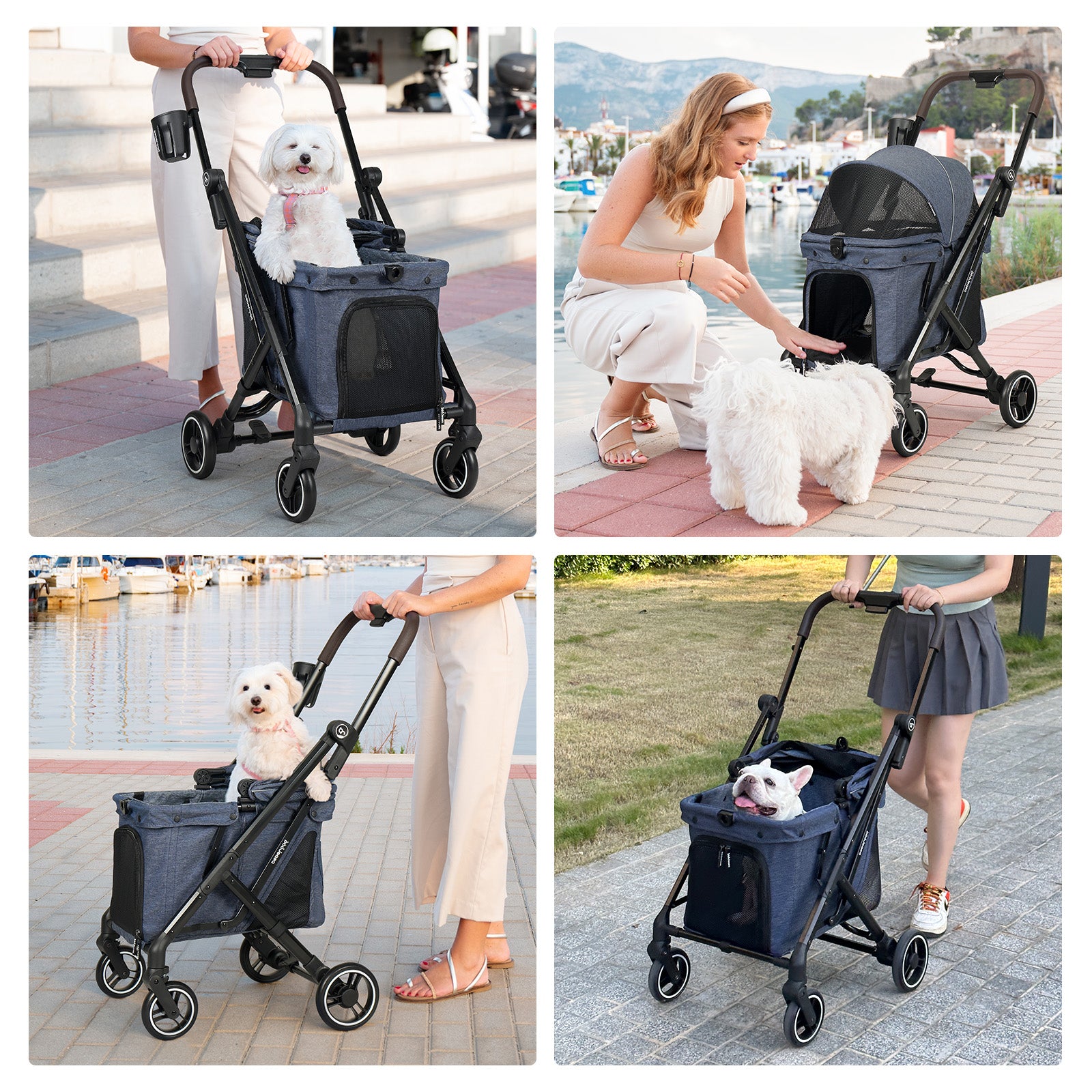 360-degree rotating front wheels on X1 Pet Stroller for easy maneuverability-12