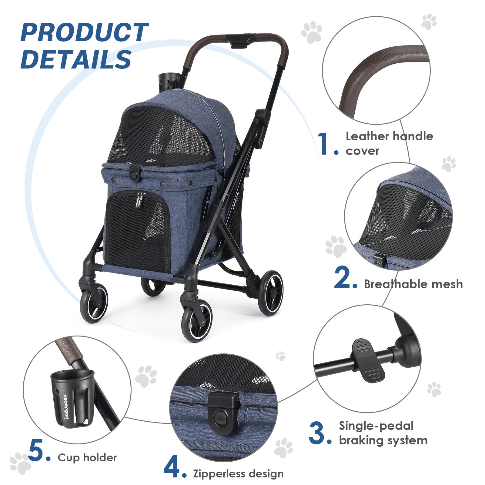 Safety belts with hooks inside X1 Pet Stroller for securing pets during rides-10
