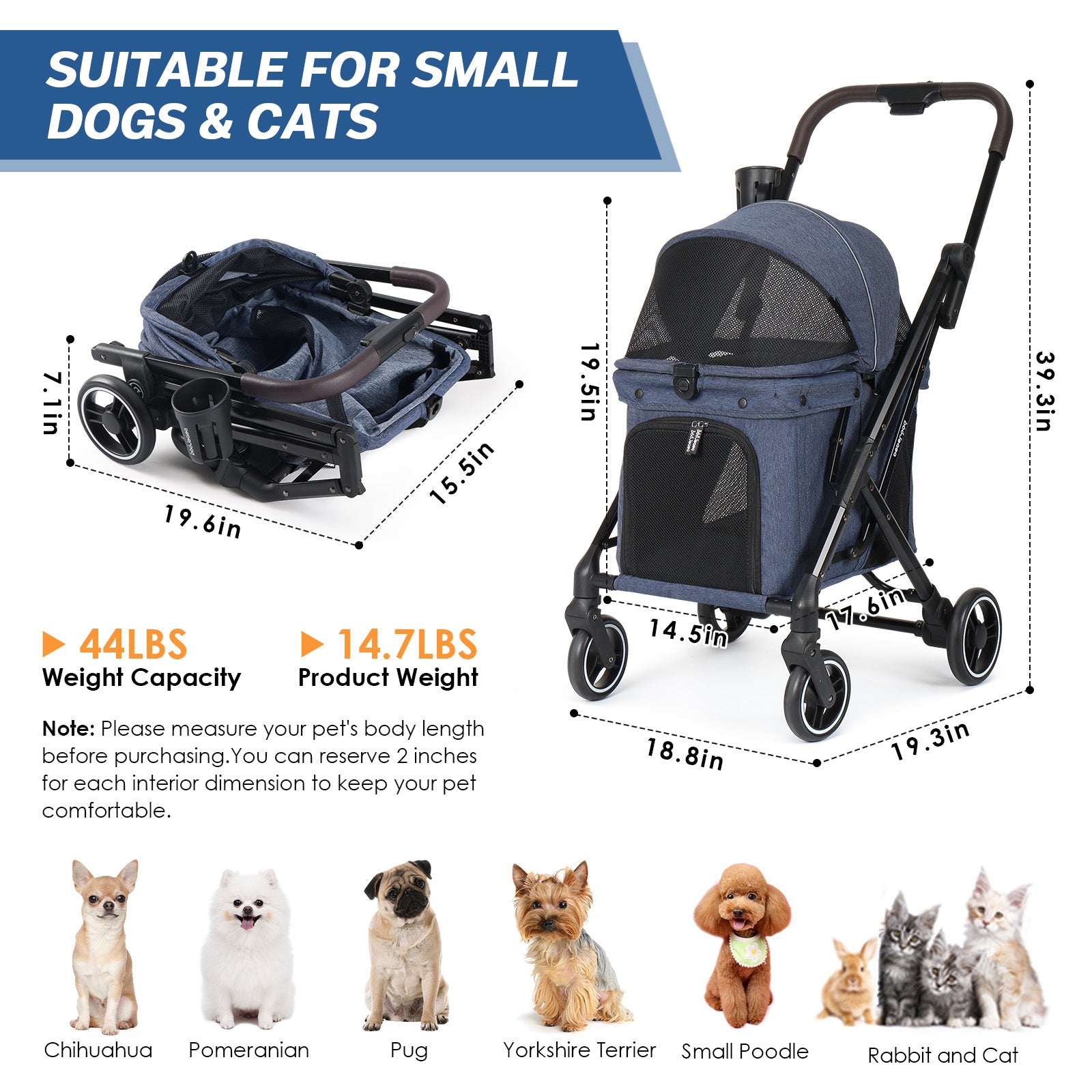 X1 Pet Stroller aluminum frame highlighting lightweight 14.5lbs design-8