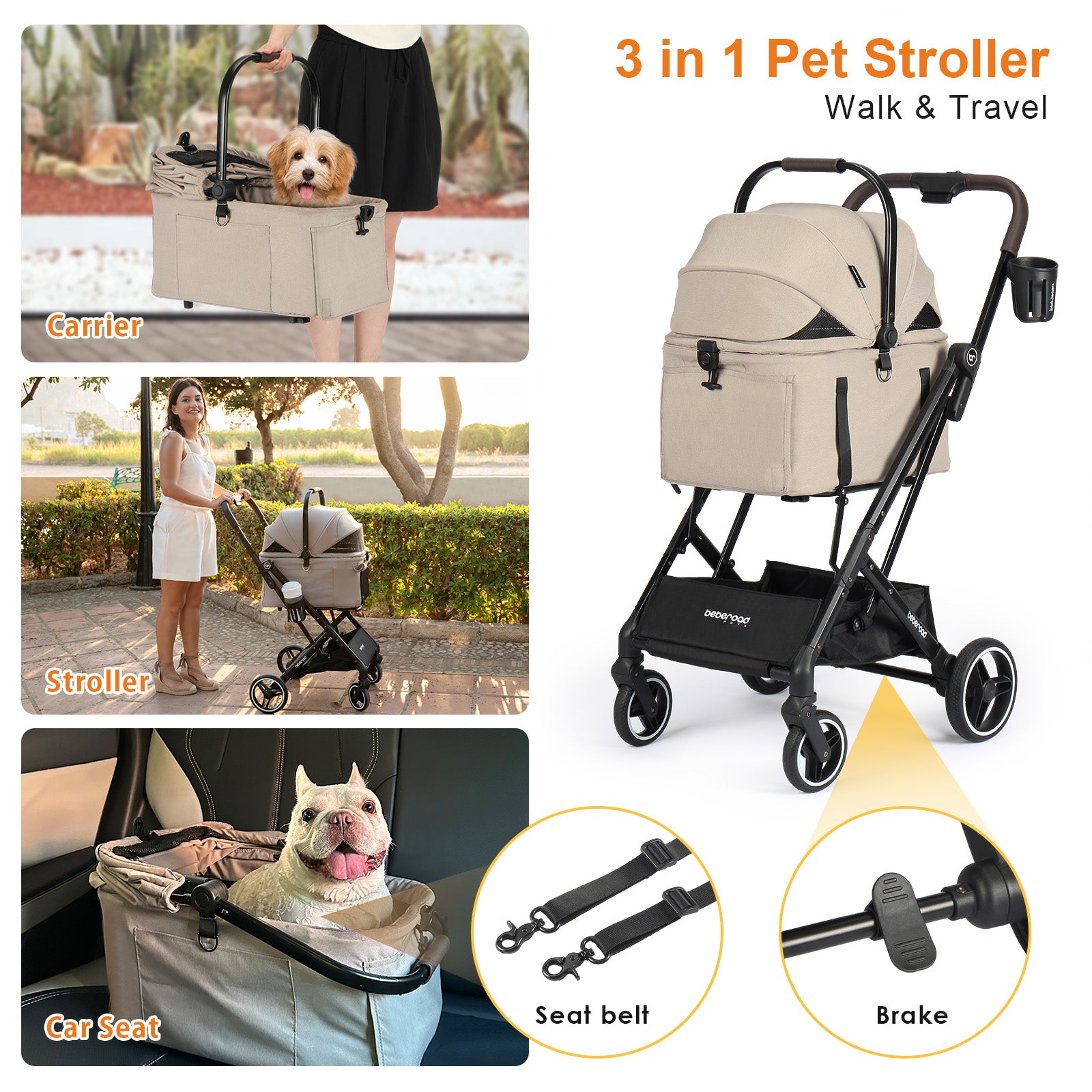 Openable covers on mesh windows of X2 Pet Stroller for sun protection-11