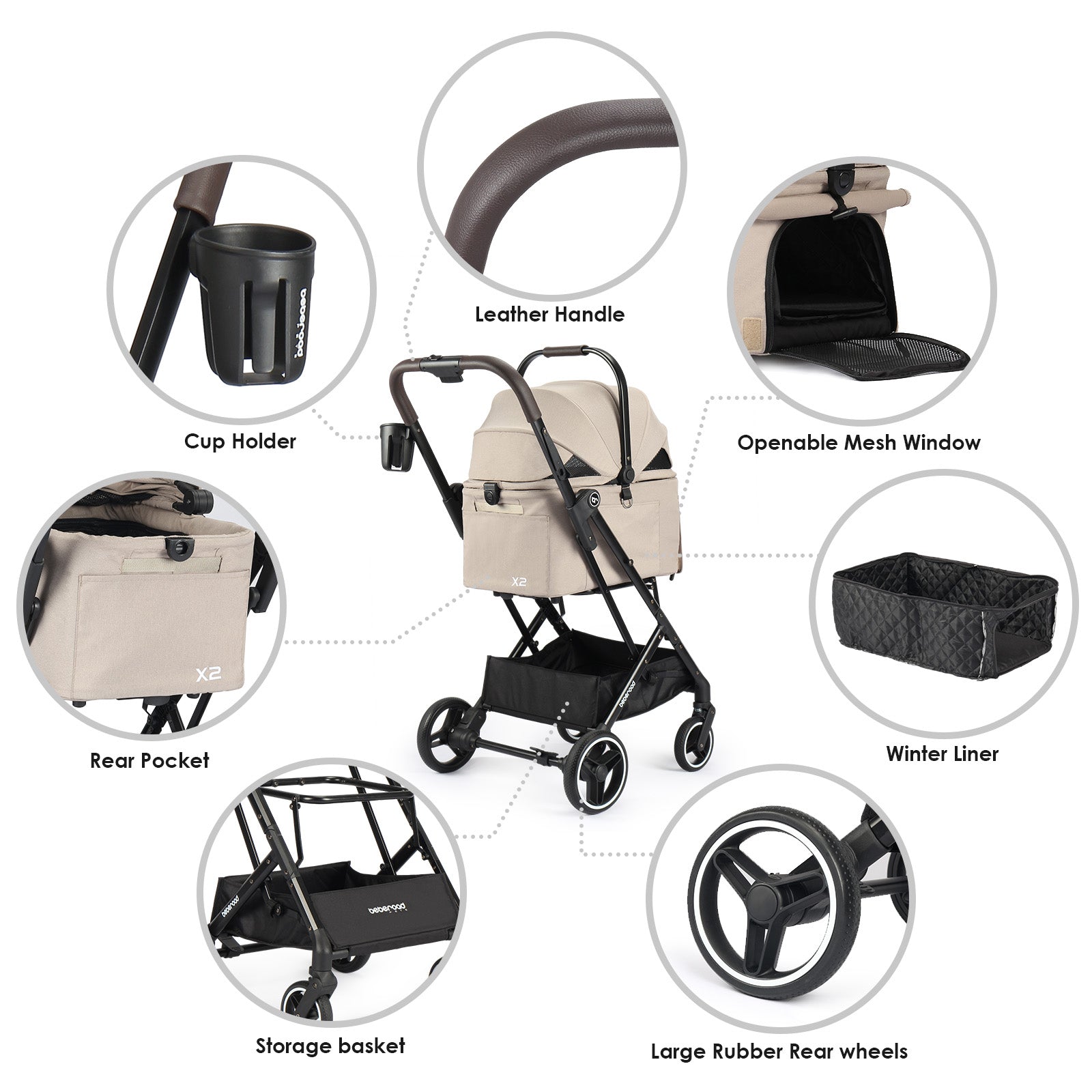 Folded X2 Pet Stroller showing compact storage design-15