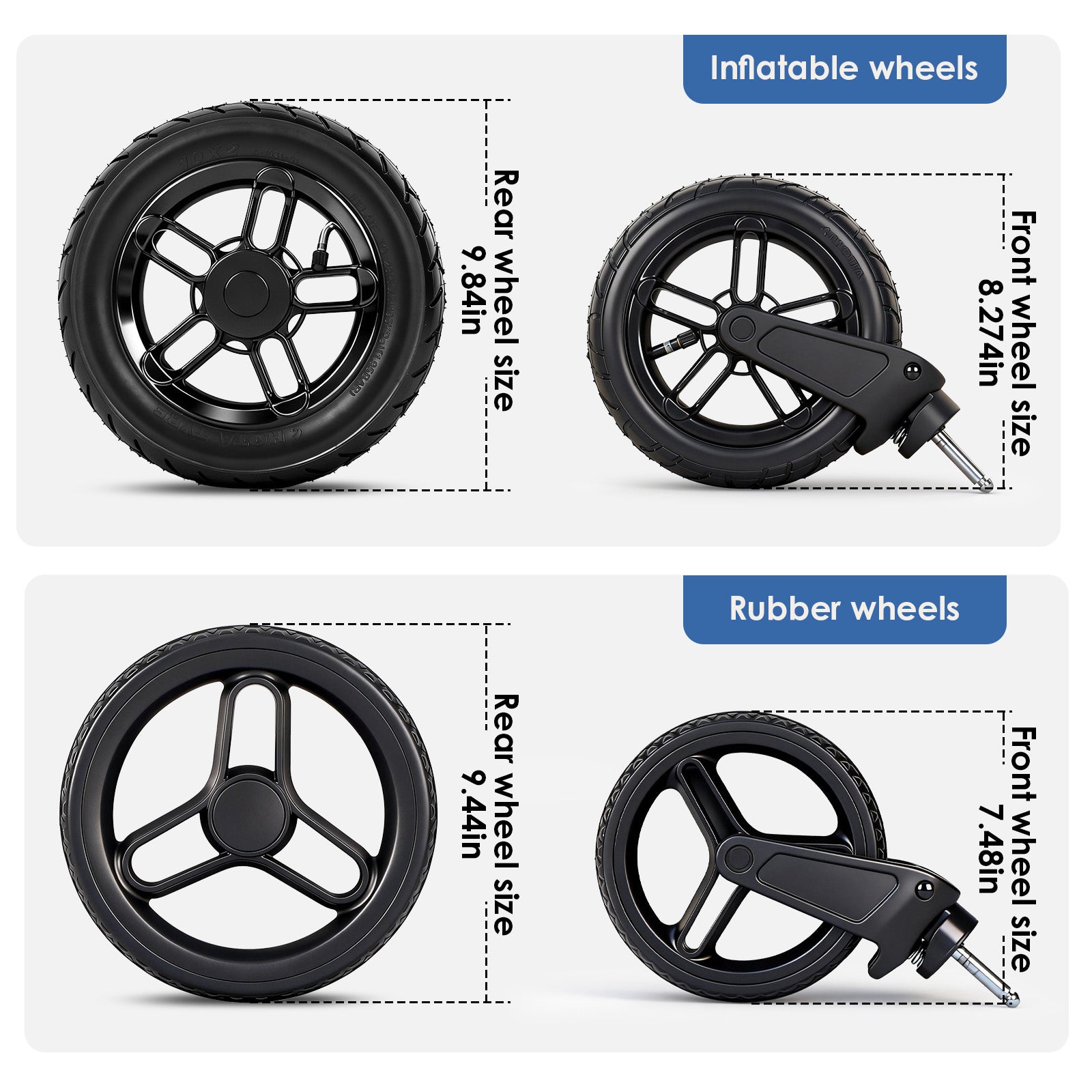 Beberoad X5 Pro Inflatable Wheels Pet Stroller | Black