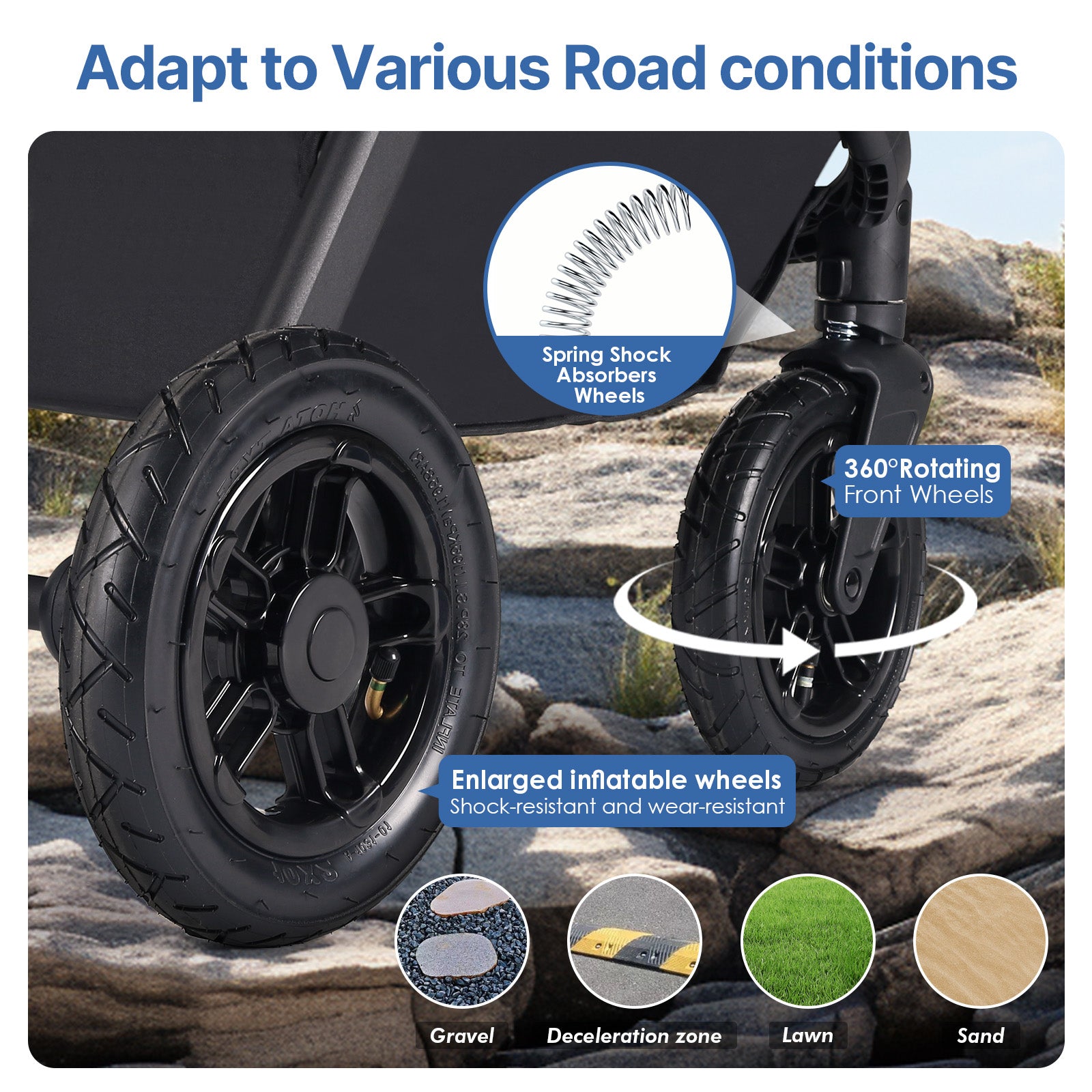 Beberoad X5 Pro Inflatable Wheels Pet Stroller | Black