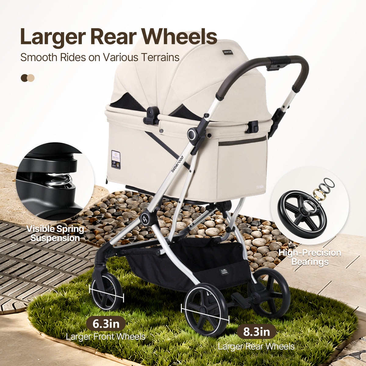 Beberoad T5 Max Auto-Fold Pet Stroller for Medium Dogs & Cats