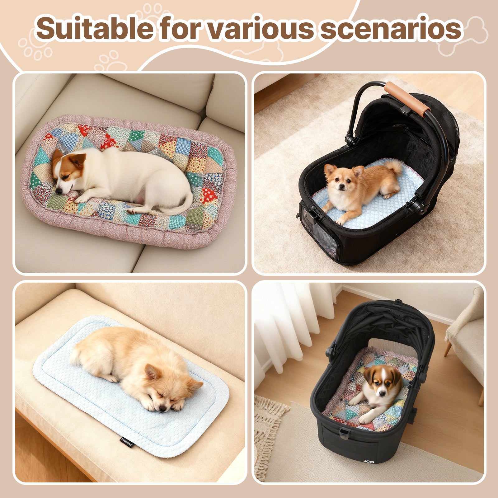 Beberoad Reversible Pet Stroller Pad Dual-Sided Cooling & Warmth Cushion