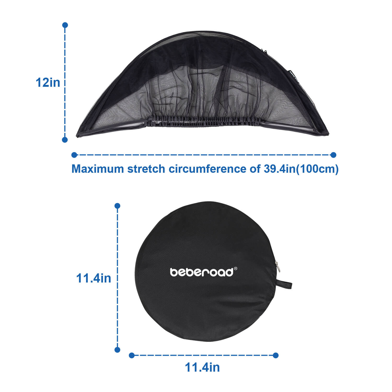 Beberoad 2-in-1 Mosquito Net & Sunshade for Car Seat (Universal)| with 2 Way Zipper UV Protection