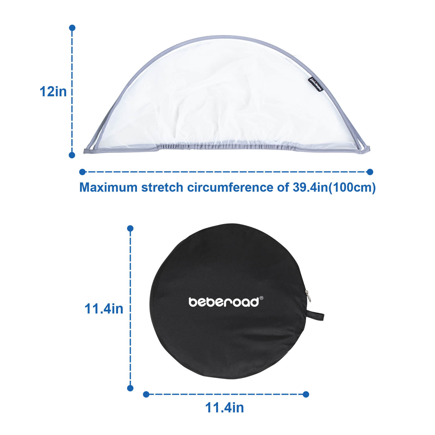 Beberoad 2-in-1 Mosquito Net & Sunshade for Car Seat (Universal)| with 2 Way Zipper UV Protection