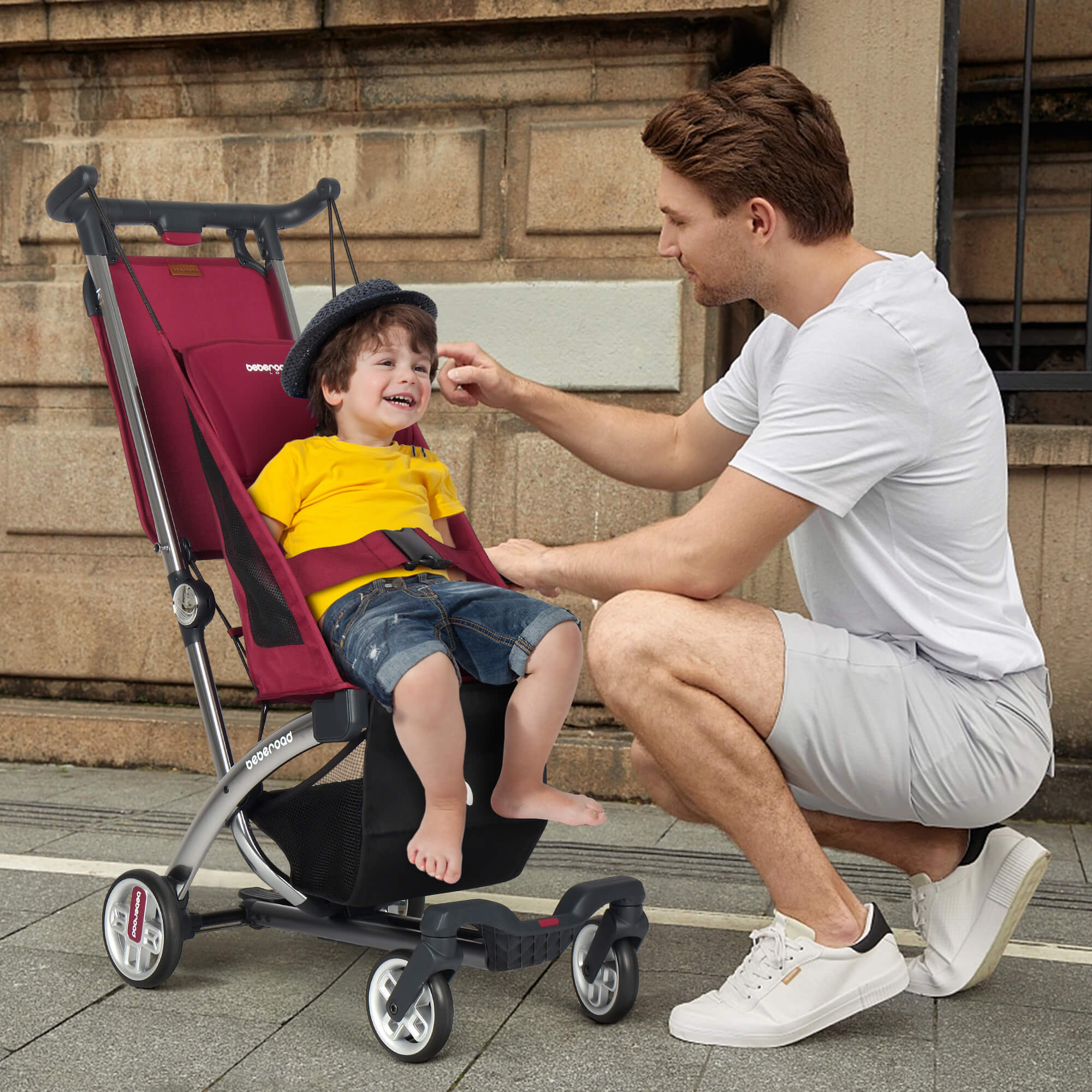 Beberoad R1 Baby Stroller | Auto-Folding | Single or Double Travel Stroller