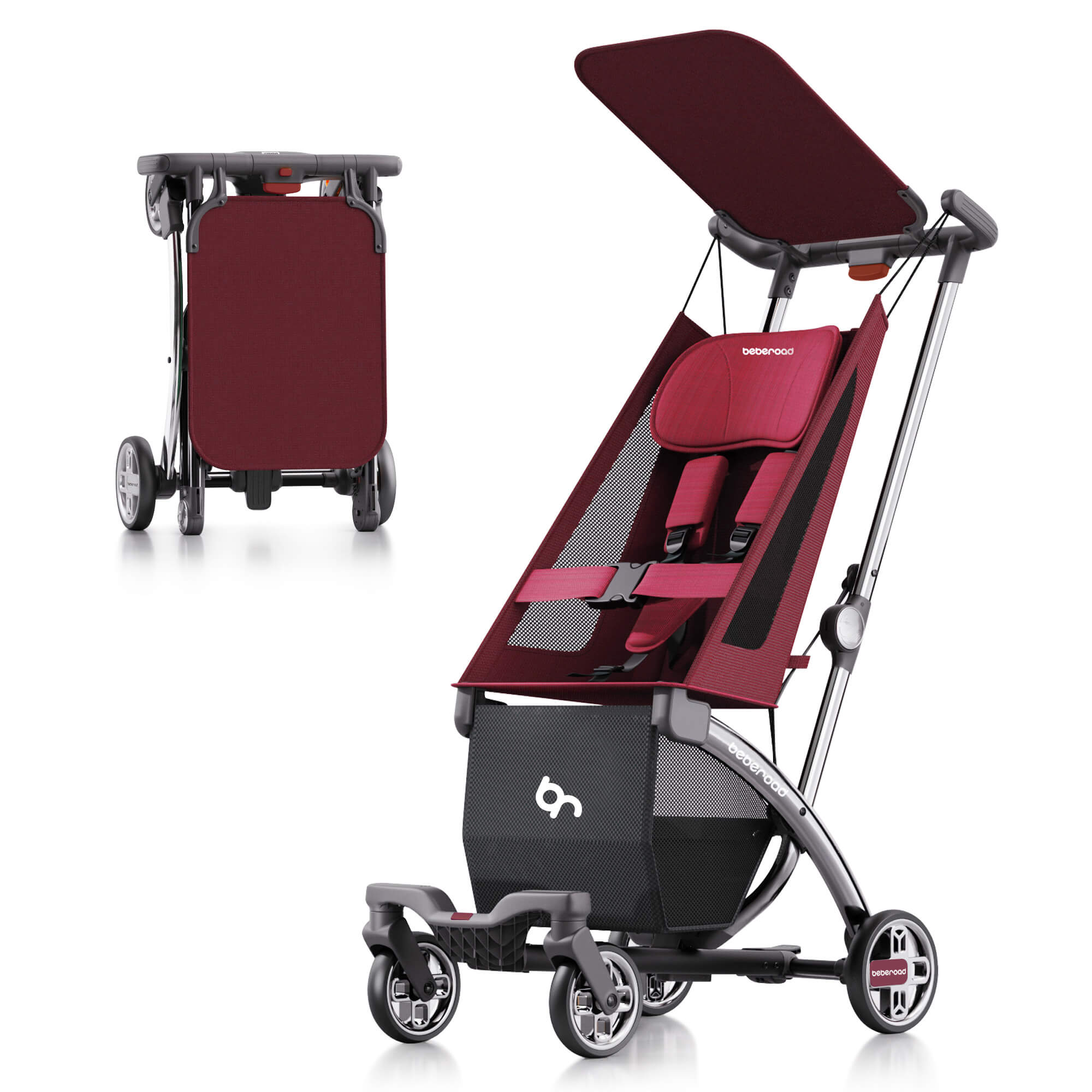 Beberoad R1 Baby Stroller | Auto-Folding | Single or Double Travel Stroller