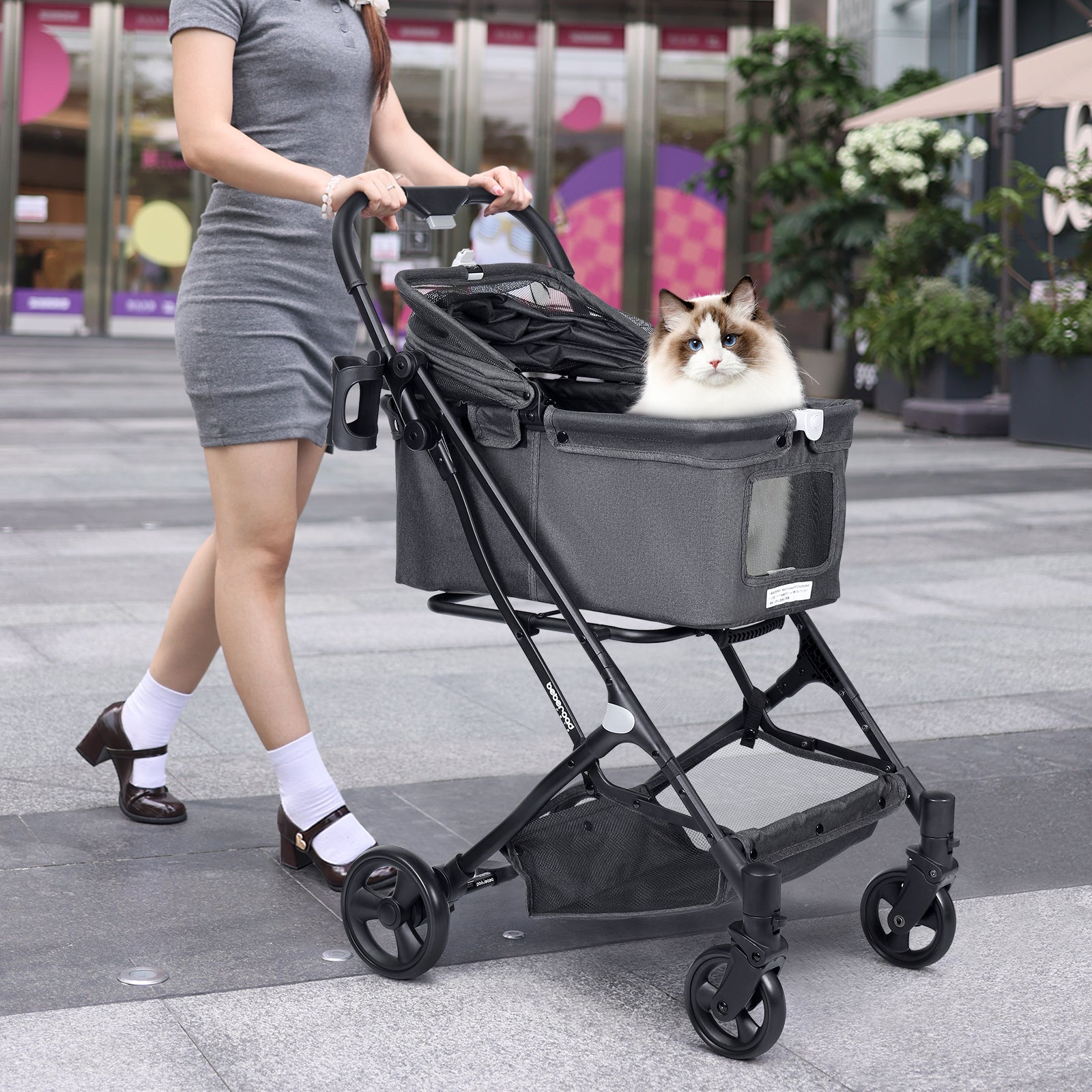 Beberoad R4 Small Pet Stroller | with 180° Canopy | Lightweight | Folding