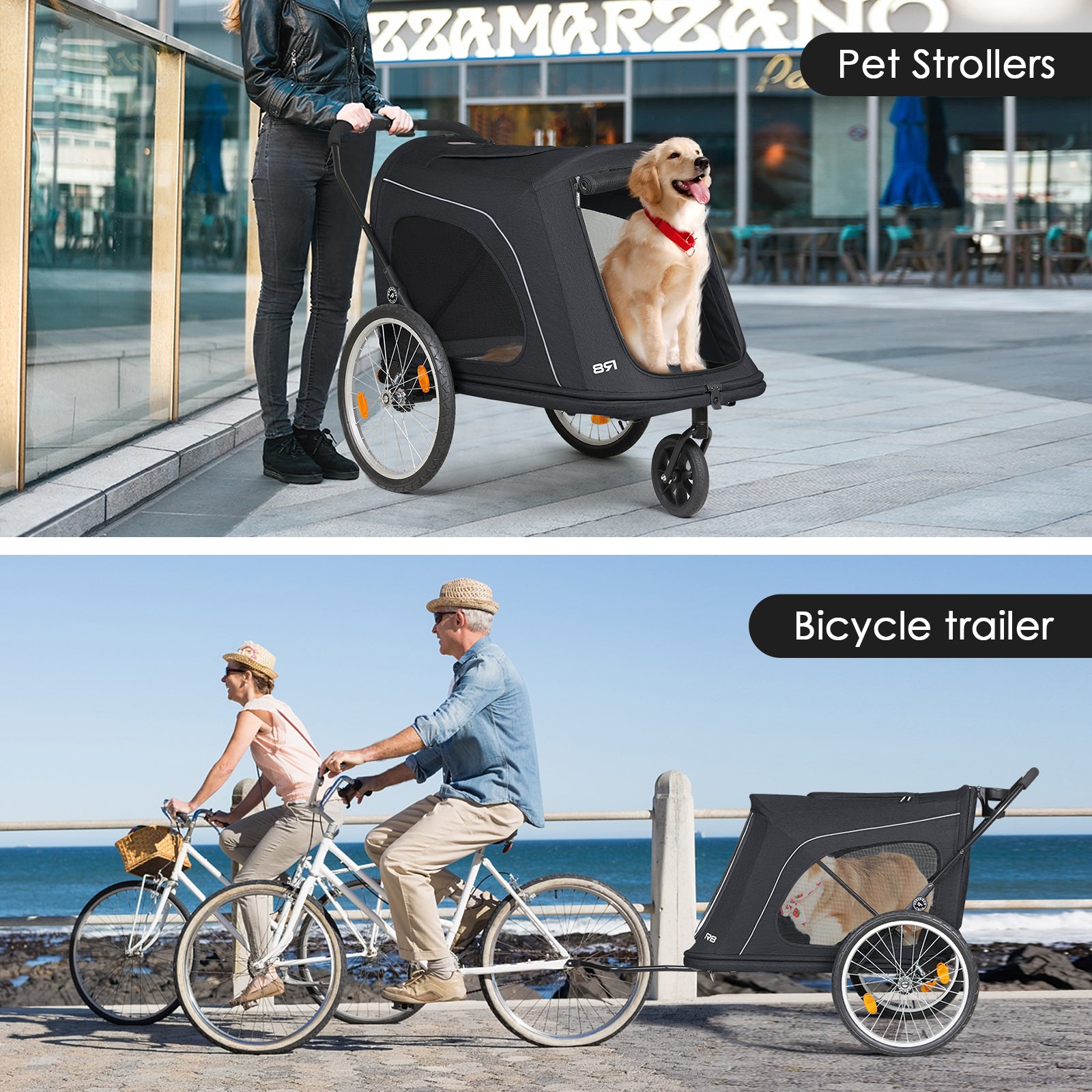 Beberoad R8 Large pet stroller | Foldable | Conveniently Carriable by Bike and Car | for Large Pets