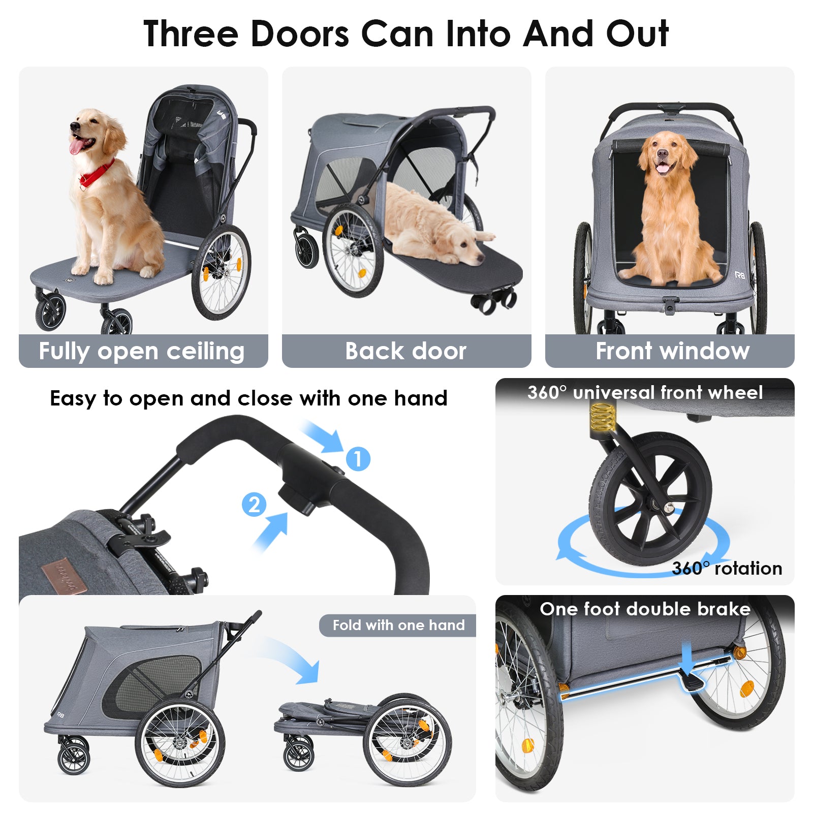 R8 Pro Luxury 4-Wheel Foldable Pet Stroller