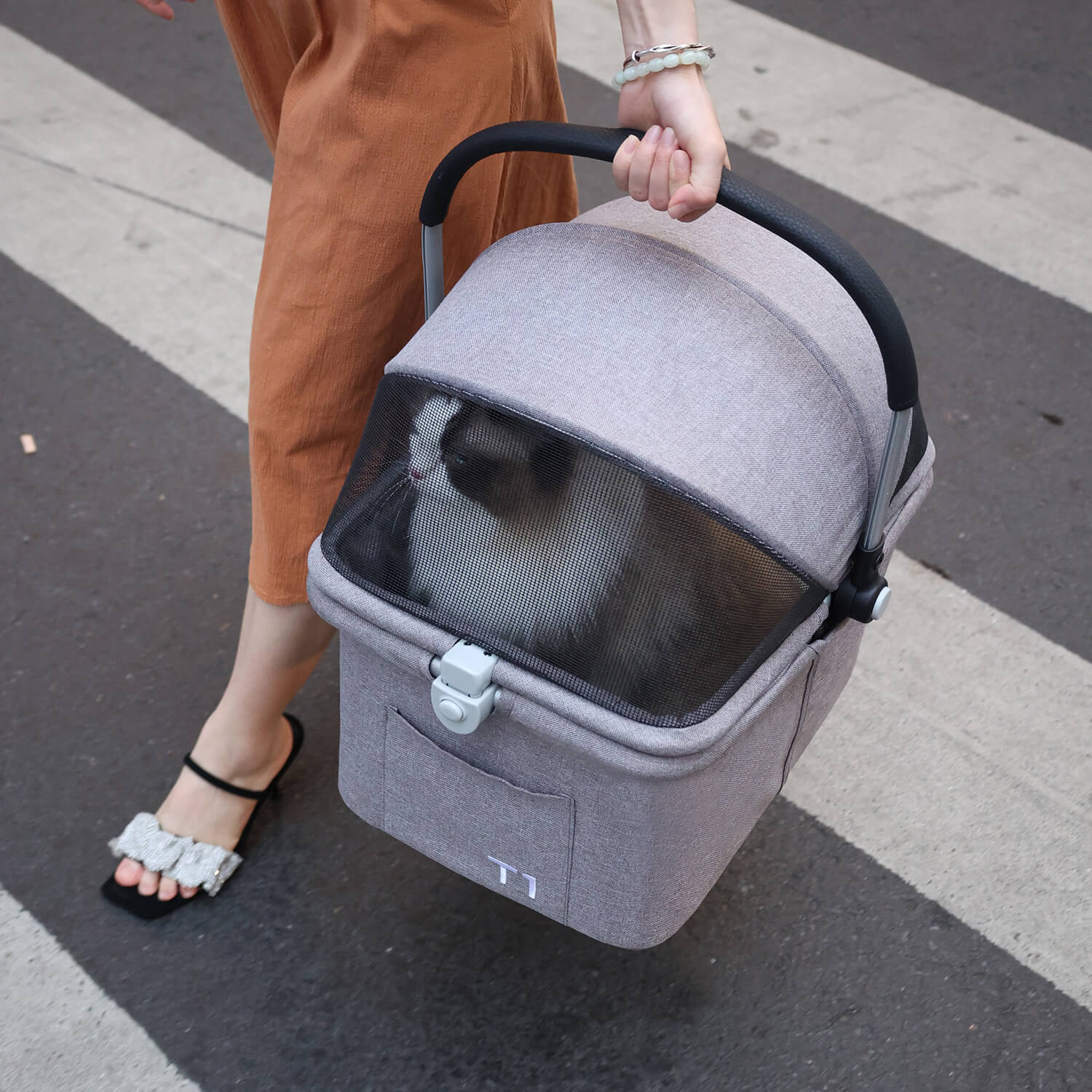 Beberoad T1 Double Pet Stroller | Lightweight Foldable | with Detachable