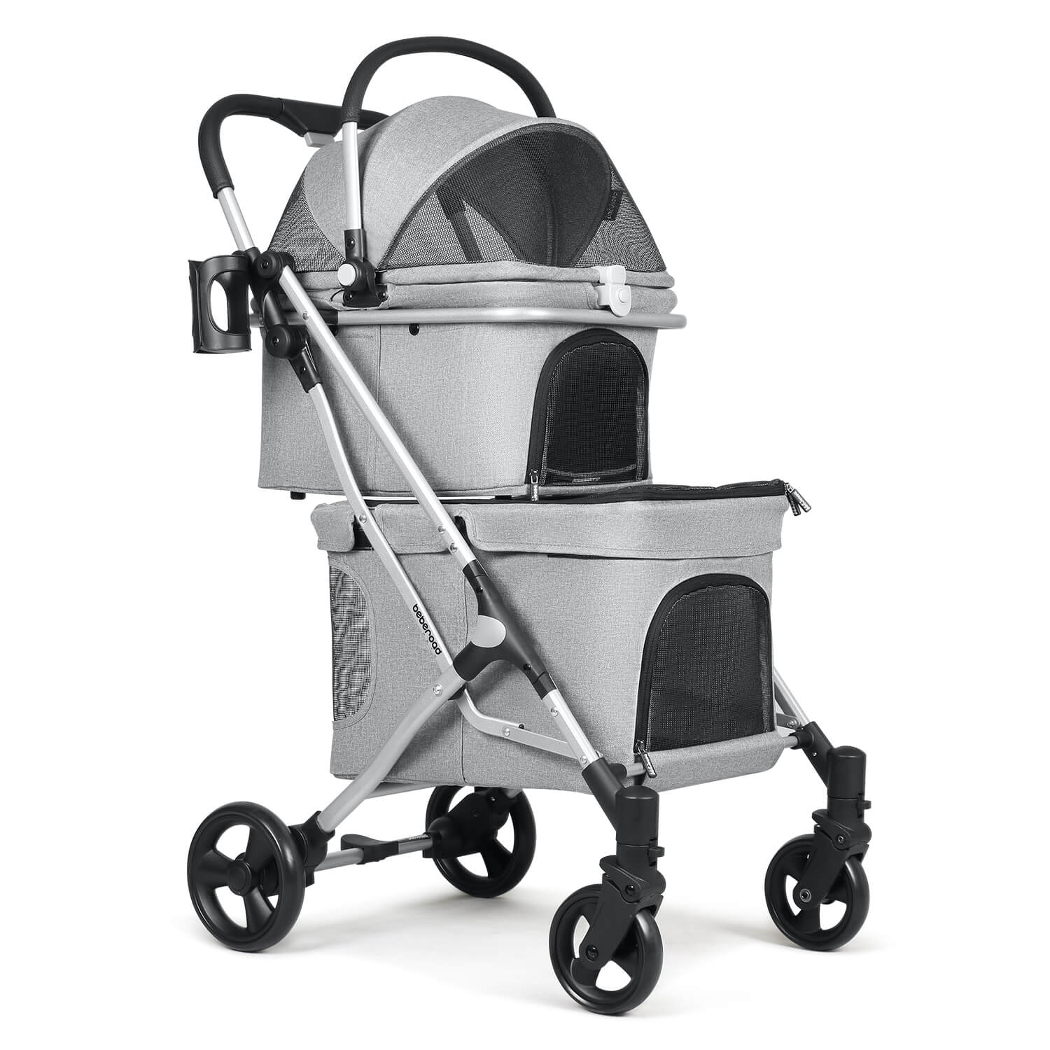 Beberoad T1 Double Pet Stroller | Lightweight Foldable | with Detachable
