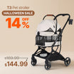 Beberoad T3 3-in-1 Pet Stroller | Detachable Carrier | with Pad, Canopy and Cup Holder