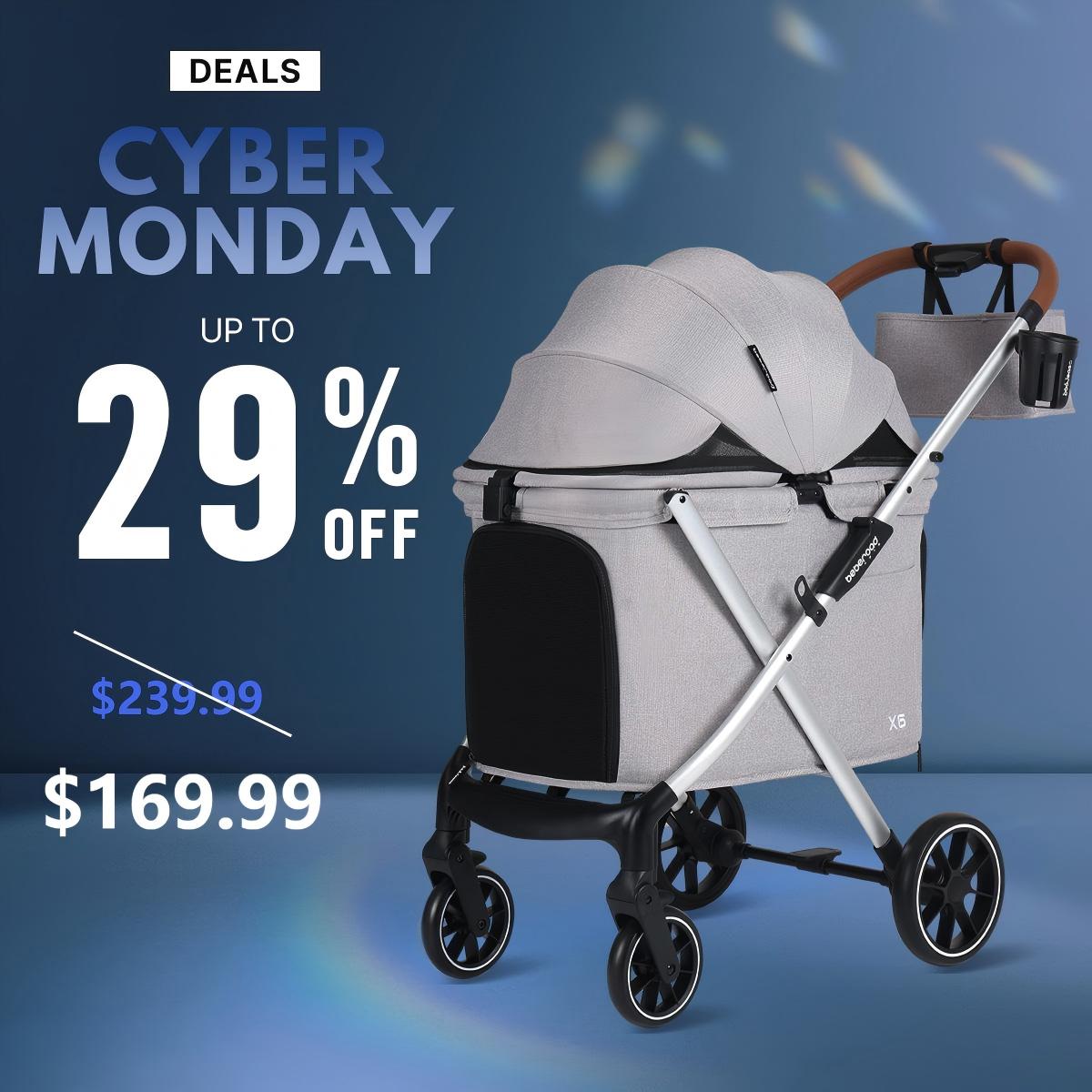 Beberoad X6 Luxury Medium Pet Stroller | One-Second Fold Design | 180° Canopy