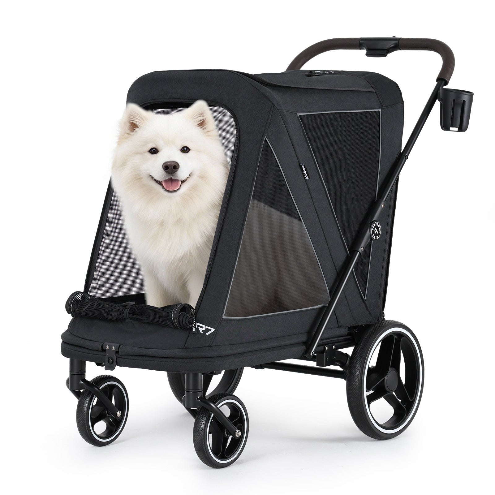 Beberoad R7 All-Terrain Dog Stroller – One-Second Fold, Shock-Absorbing ER Tires, Panoramic Mesh Design