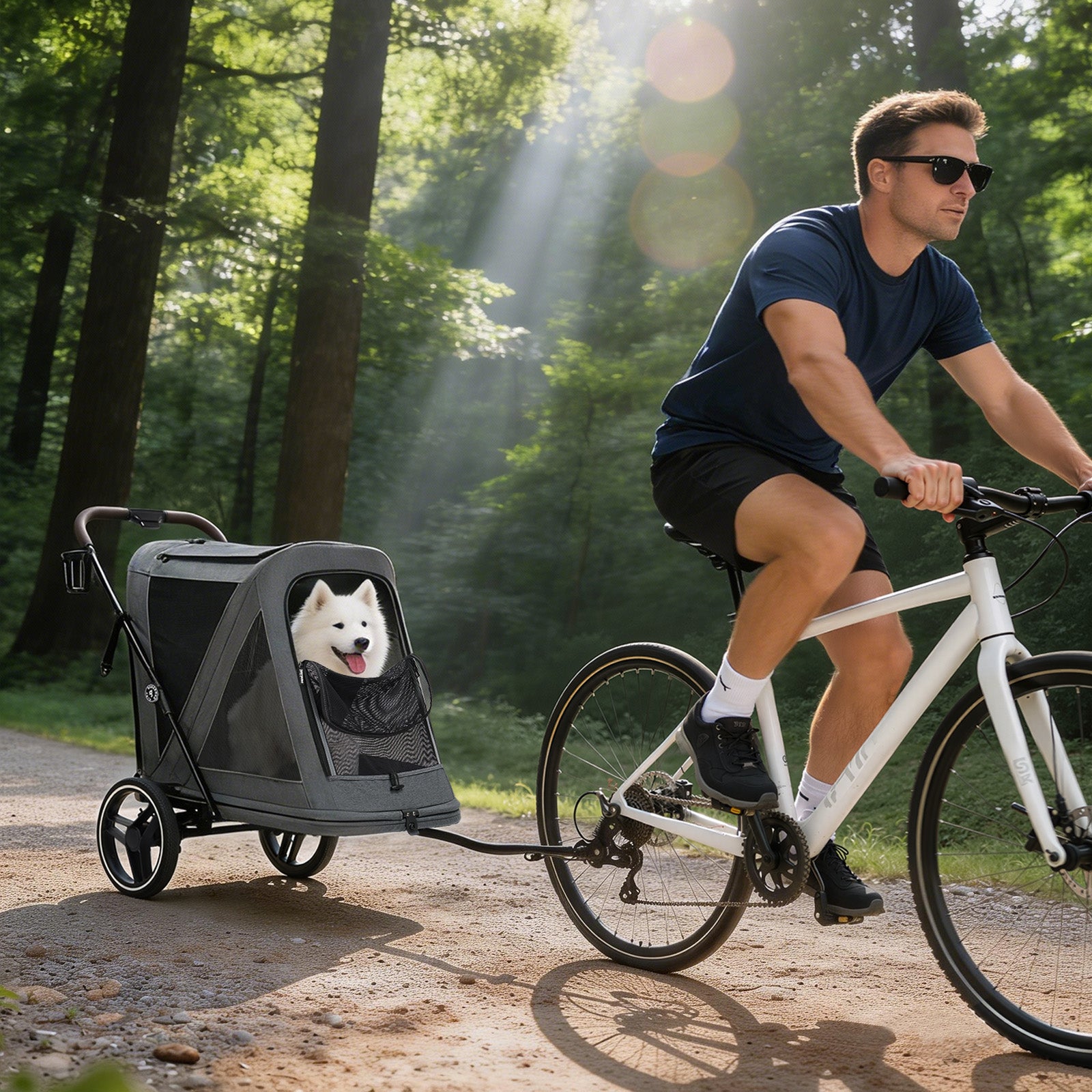 Beberoad R7 All-Terrain Dog Stroller – One-Second Fold, Shock-Absorbing ER Tires, Panoramic Mesh Design