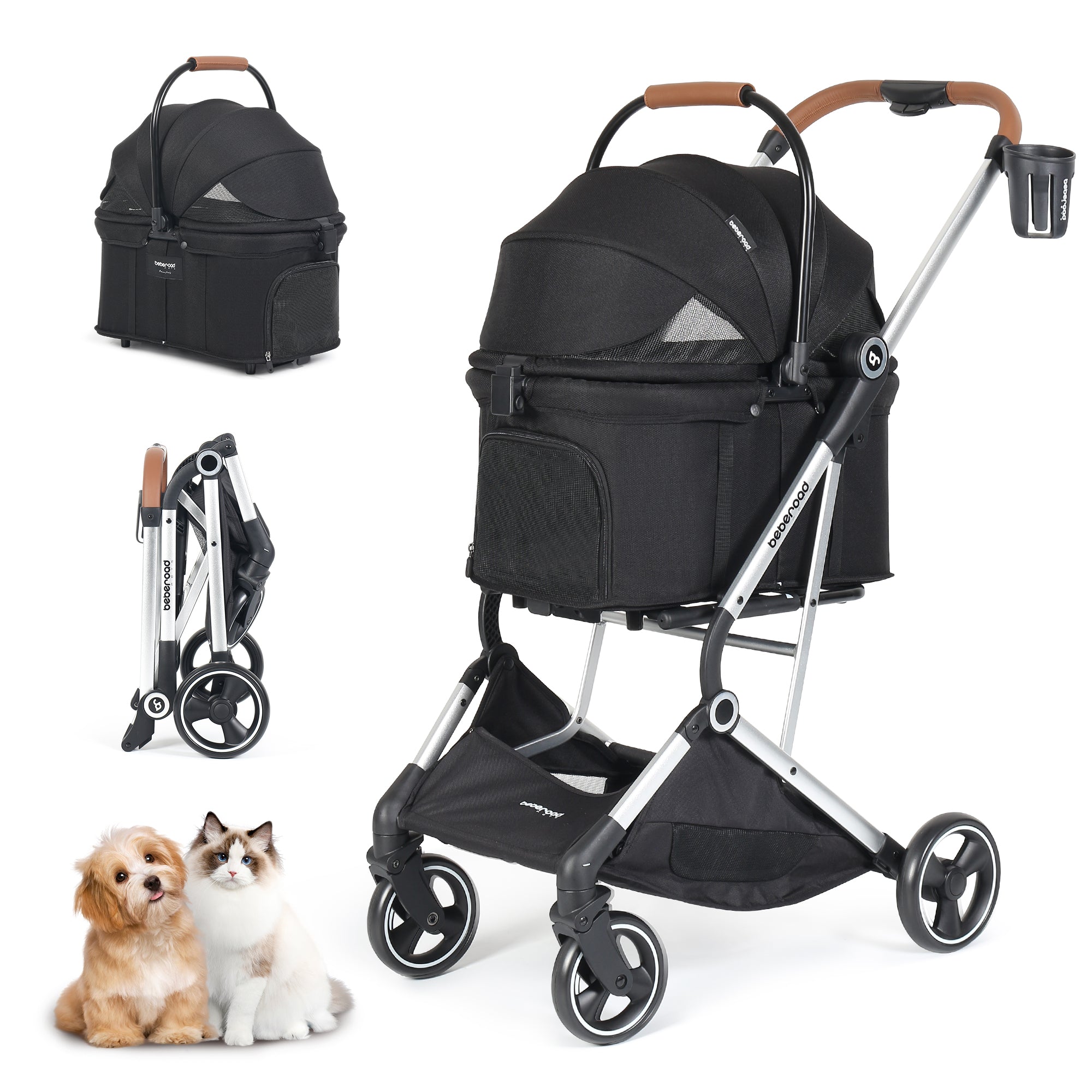 Beberoad T3pro Pet Stroller color options and material details balck