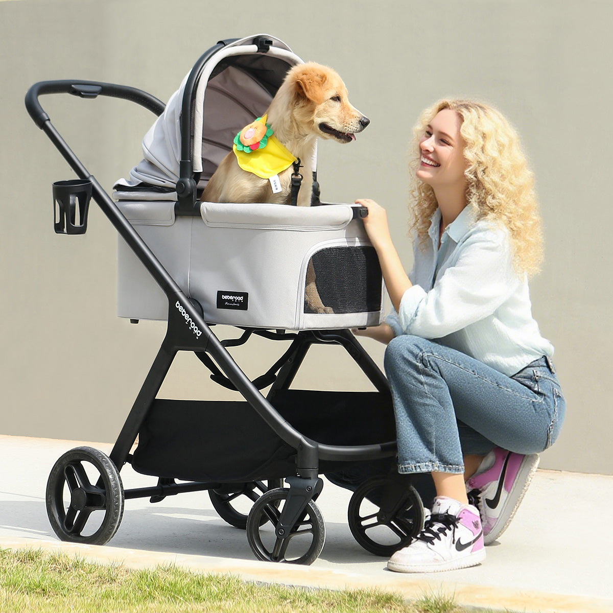 Beberoad X5 Luxury Pet Stroller | Detachable Carrier | for Medium Pets