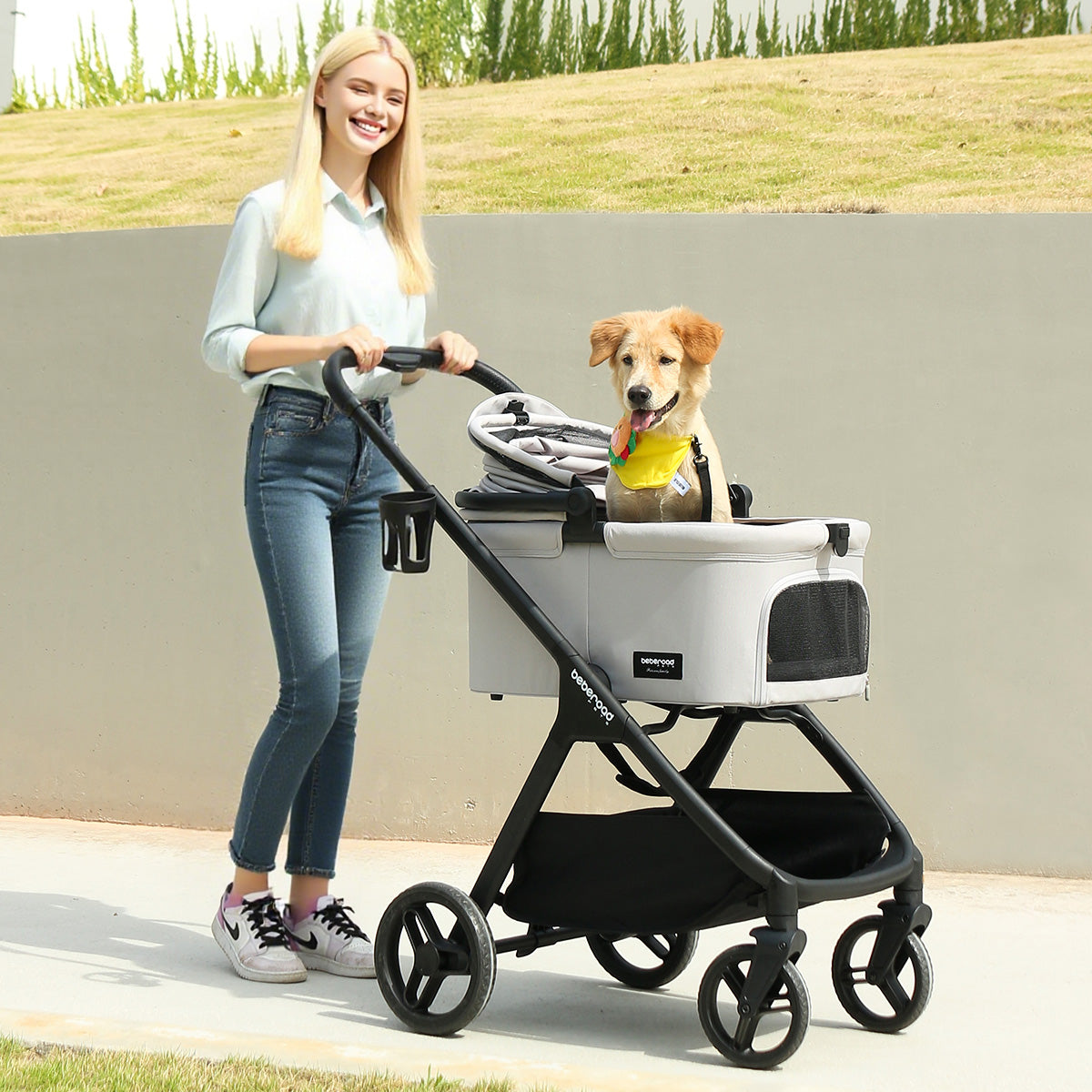 Beberoad X5 Luxury Pet Stroller | Detachable Carrier | for Medium Pets