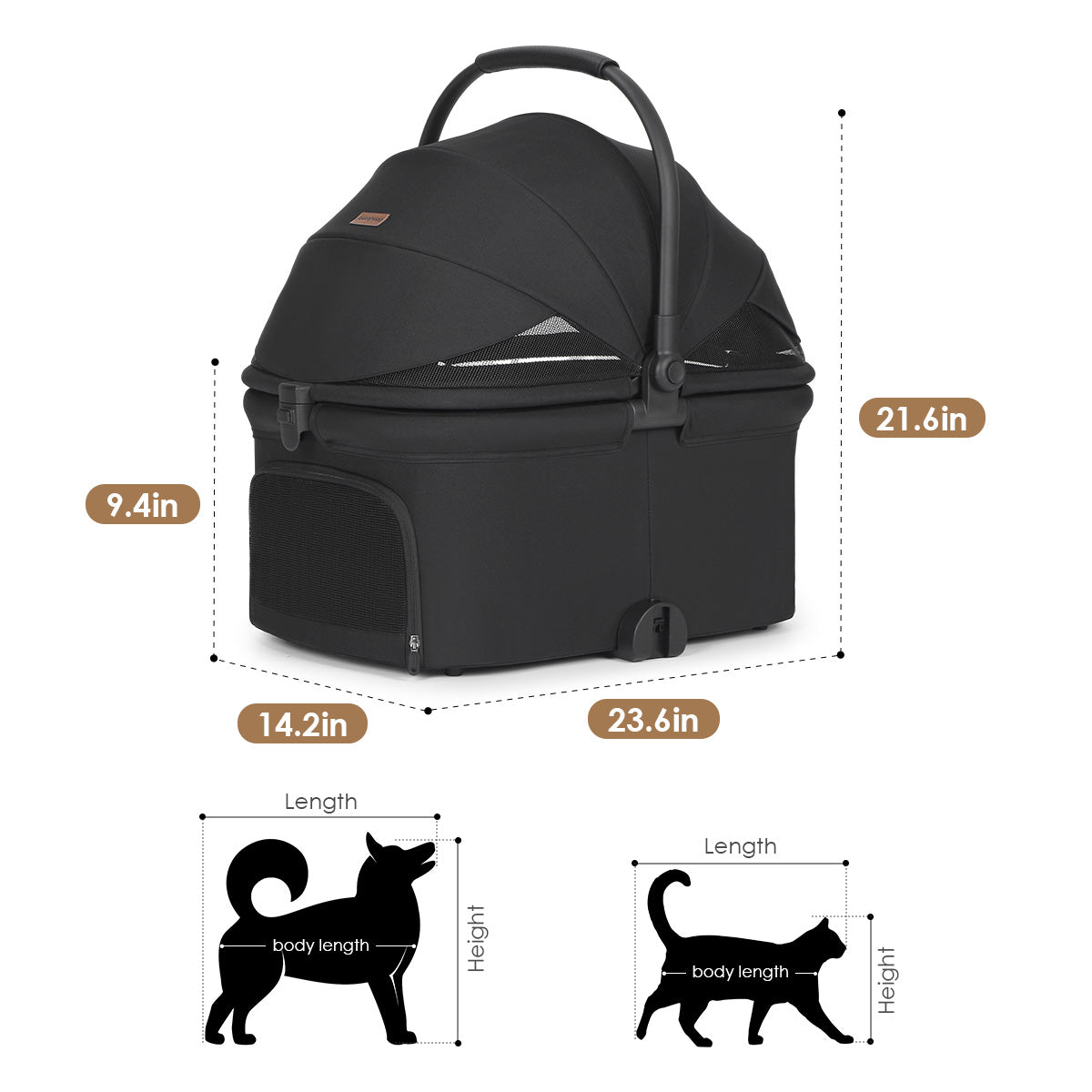 Beberoad X5 PRO Luxury Pet Stroller | Foldable and Carrier | for Medium Pets