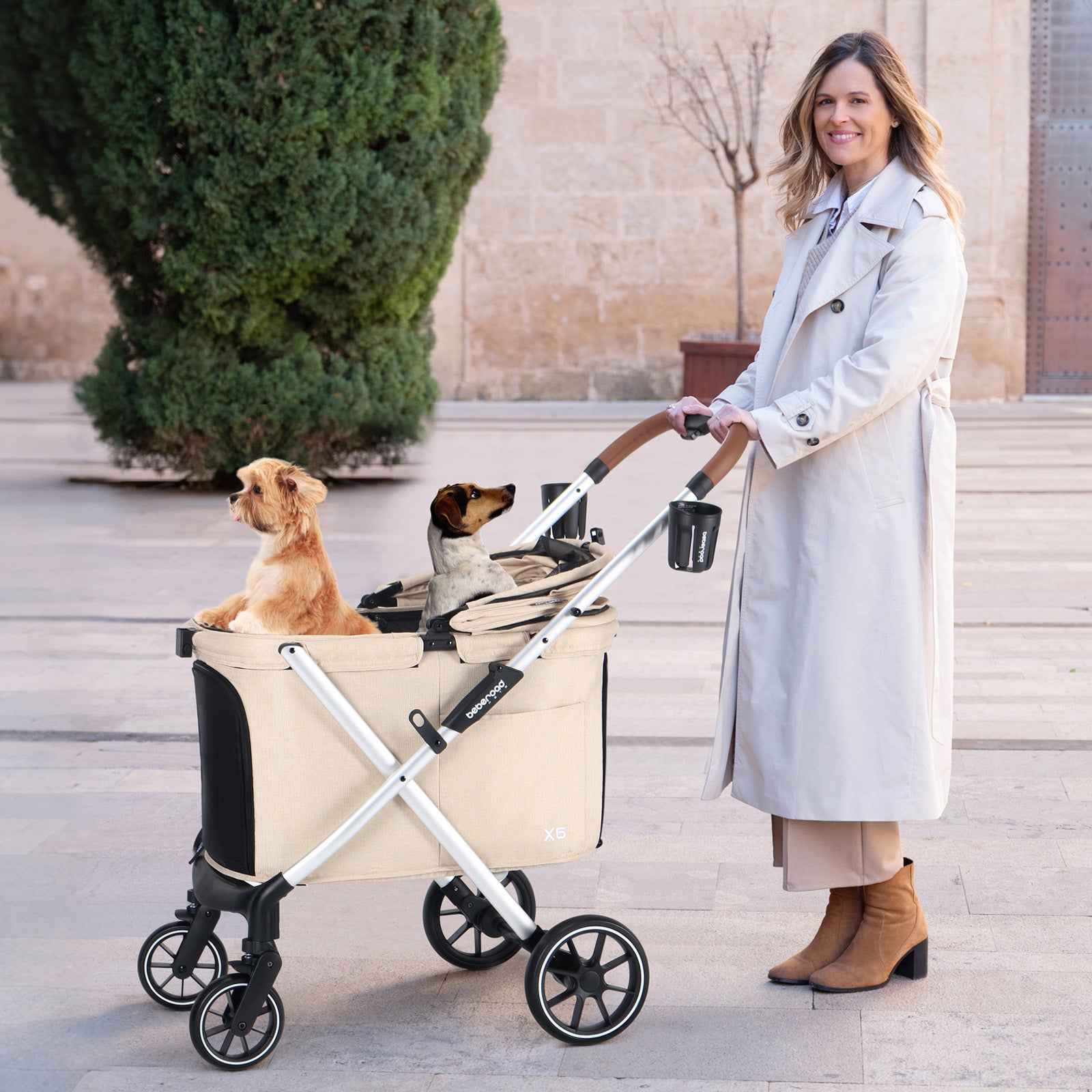 X6 Pet Stroller color options - Green, Gray, Beige, and Black versions-1