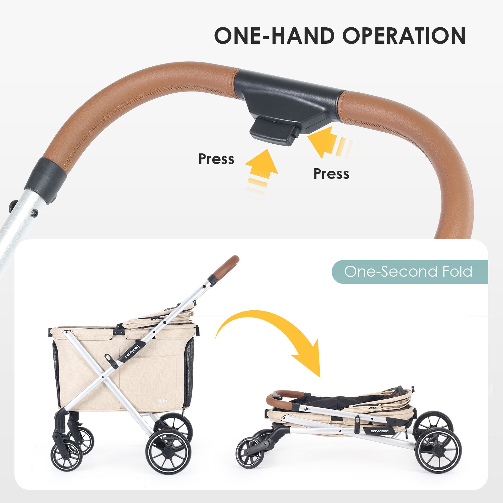 X6 Pet Stroller folded compact design showing one-hand folding mechanism-1