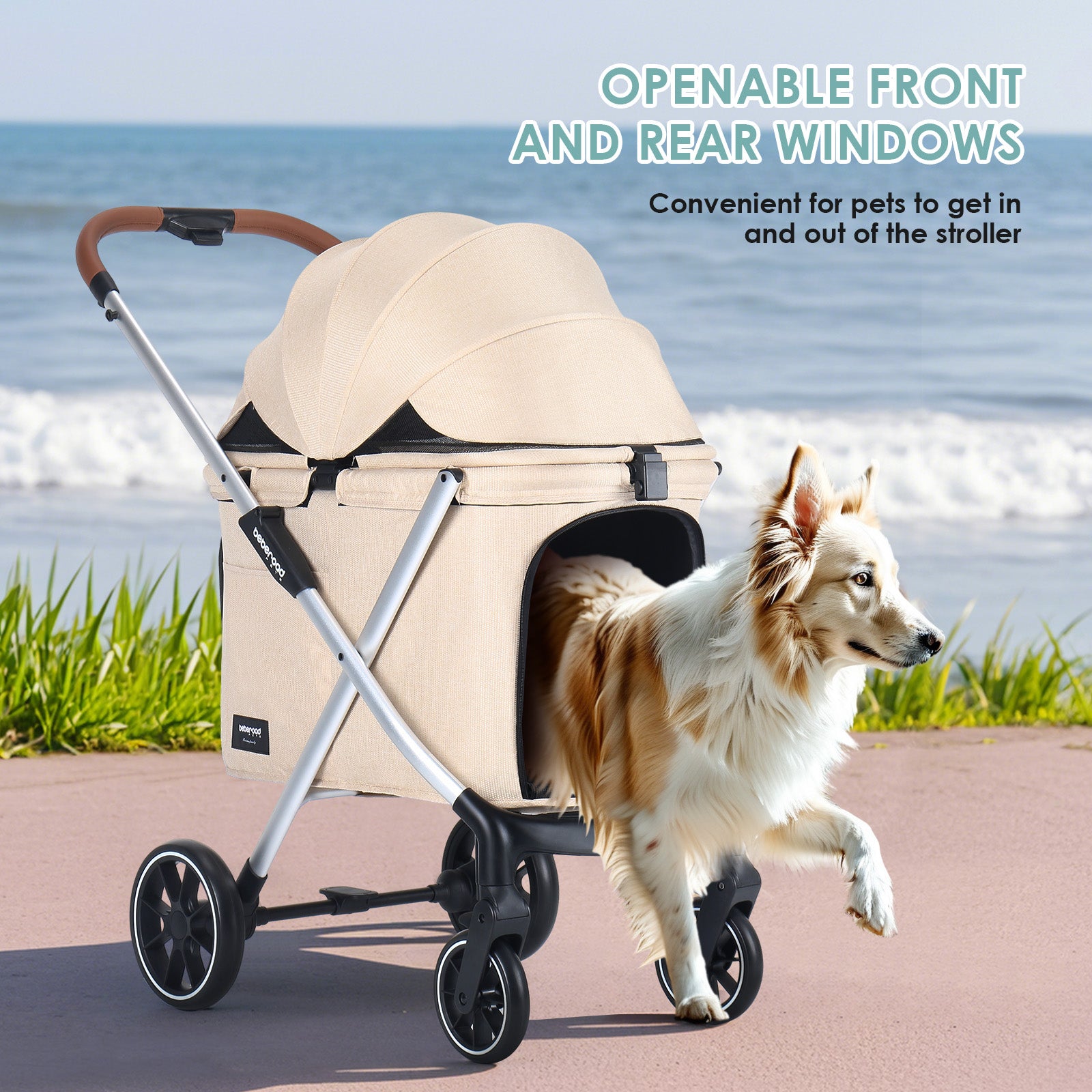 Waterproof and scratch-resistant fabric on X6 Luxury Pet Stroller-1
